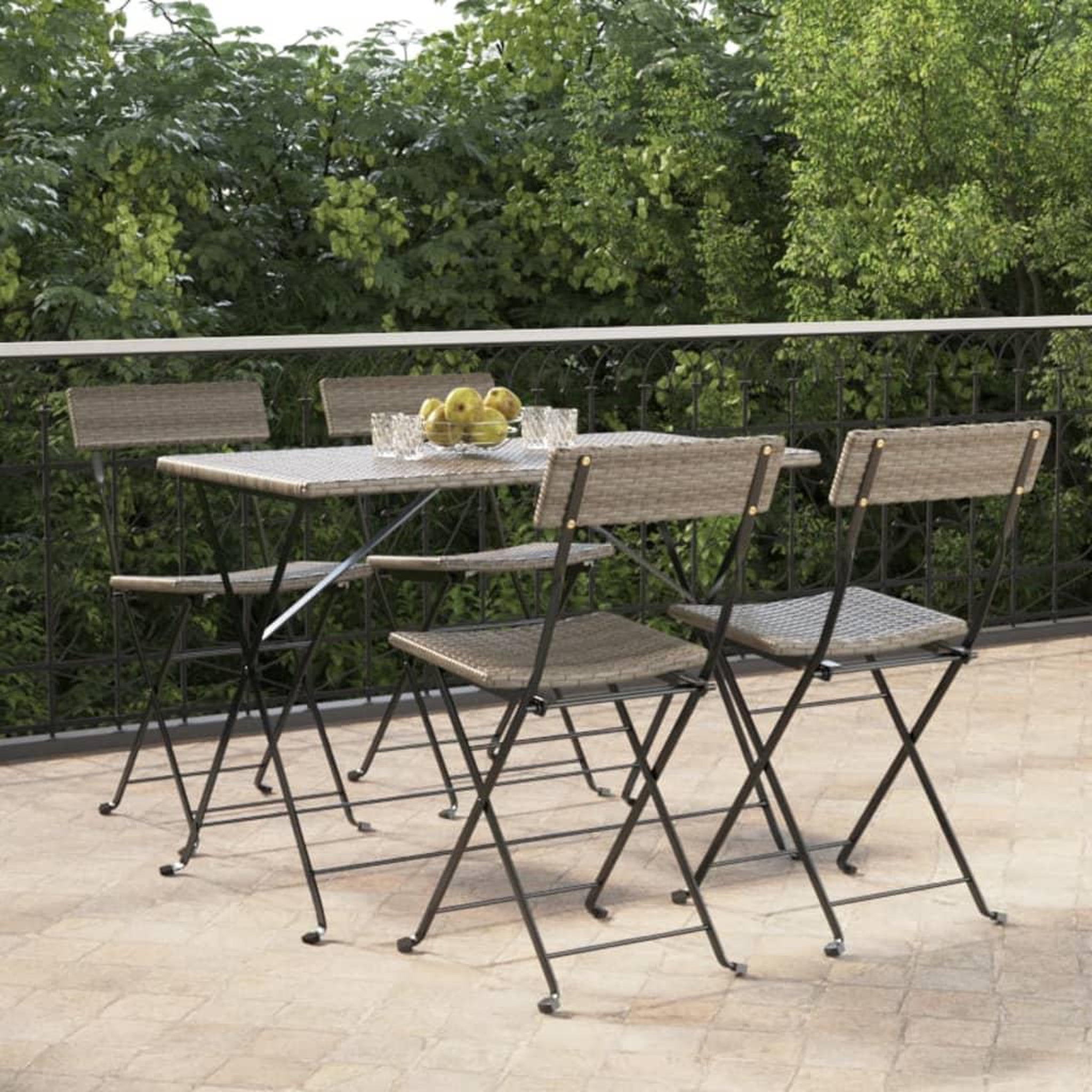 Voir la diapositive 1 : VIDAXL Chaises de bistrot pliantes lot de 4 Gris Resine tressee acier