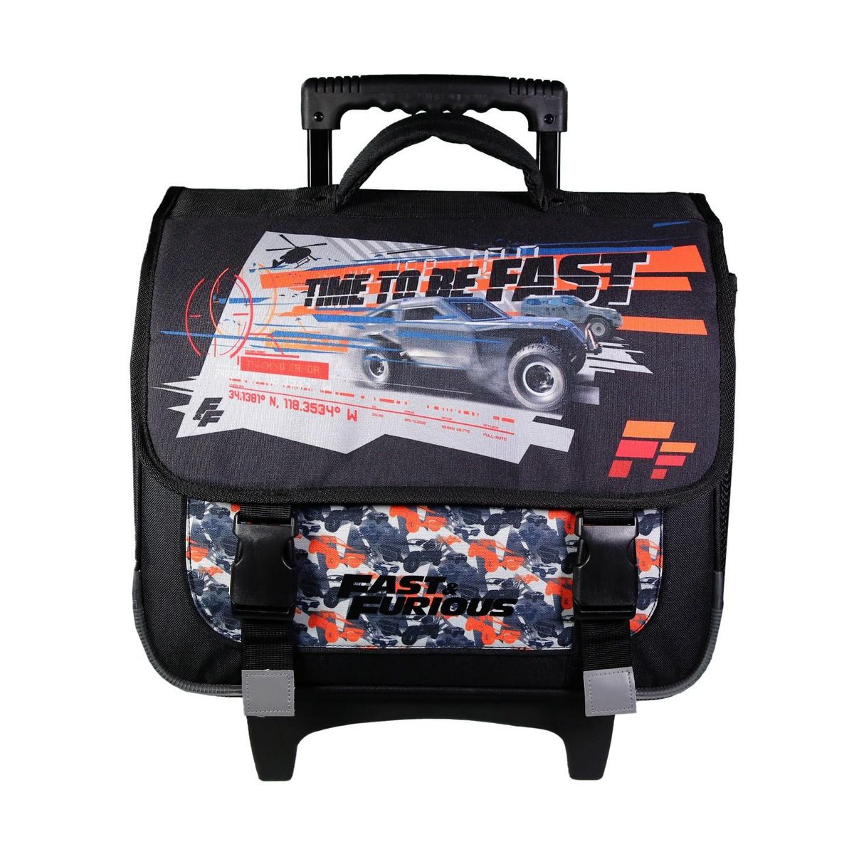 Bagtrotter BAGTROTTER Cartable à roulettes 38 cm Fast And Furious Noir