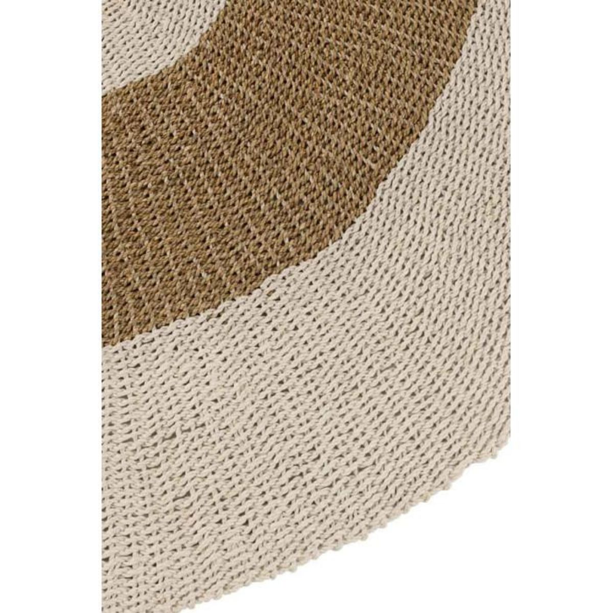 Paris Prix Tapis Rond Déco  Zostère  197cm Blanc & Naturel