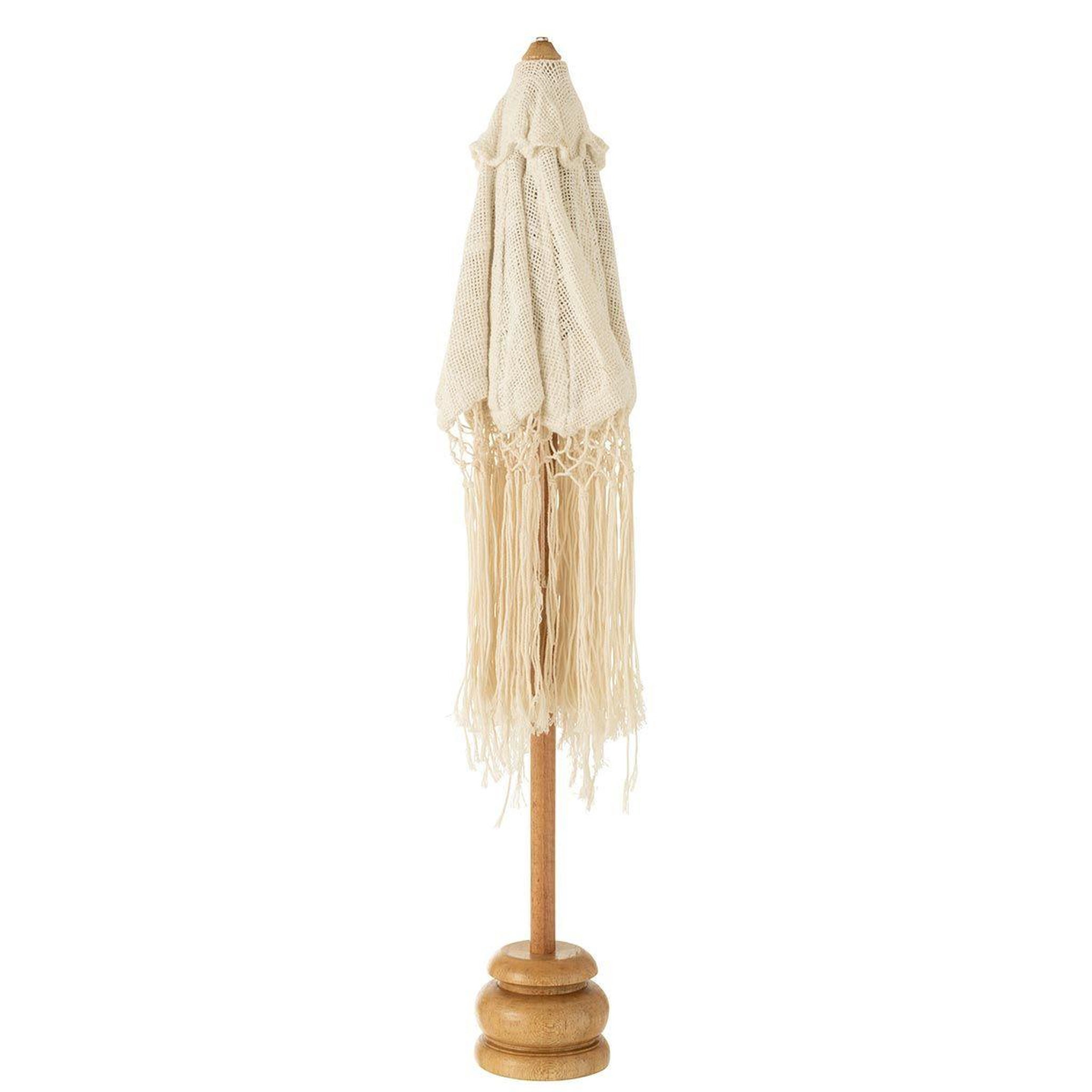 Voir la diapositive 2 : J-LINE Parasol déco franges  tumanggal  84cm crème