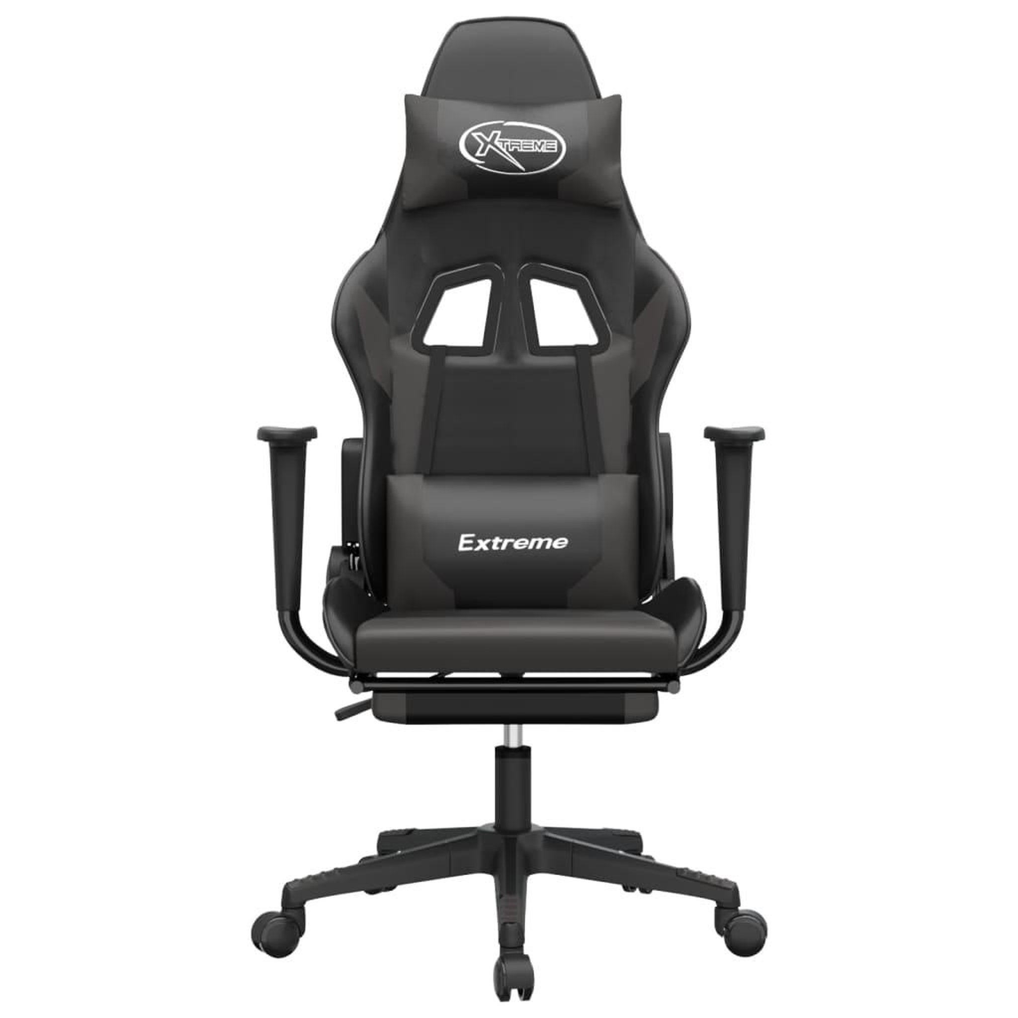 Voir la diapositive 3 : VIDAXL Chaise de jeu avec repose-pied Noir et gris Similicuir