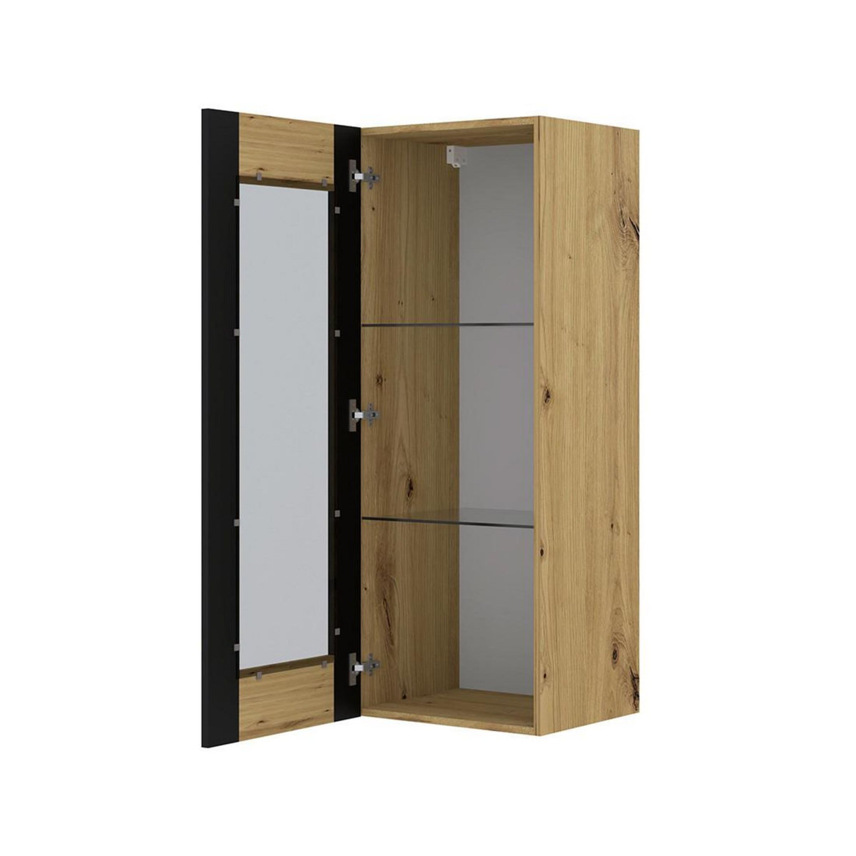 BEST MOBILIER Pedro - vitrine suspendue - effet bois et noir - 125 cm