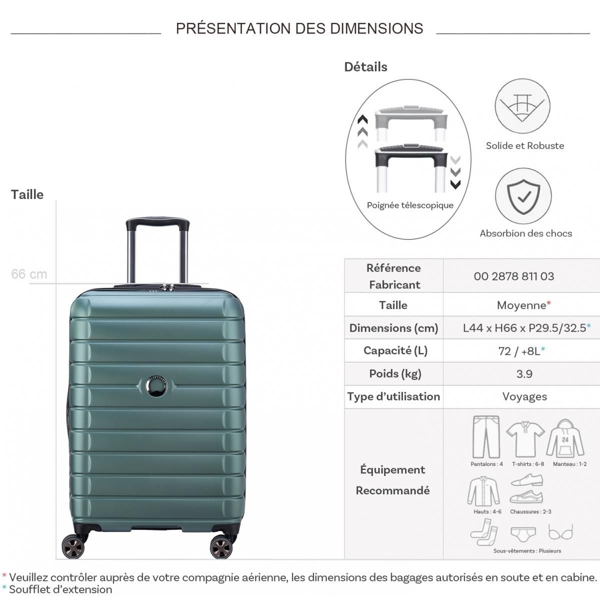 Delsey Valise rigide Shadow 5.0 Polycarbonate TSA 66cm