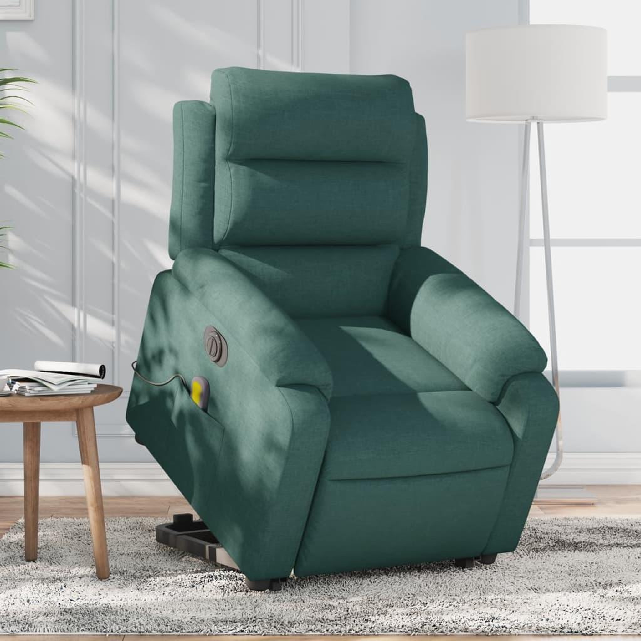 VIDAXL Fauteuil inclinable de massage electrique Vert fonce Tissu