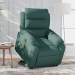 VIDAXL Fauteuil inclinable de massage electrique Vert fonce Tissu