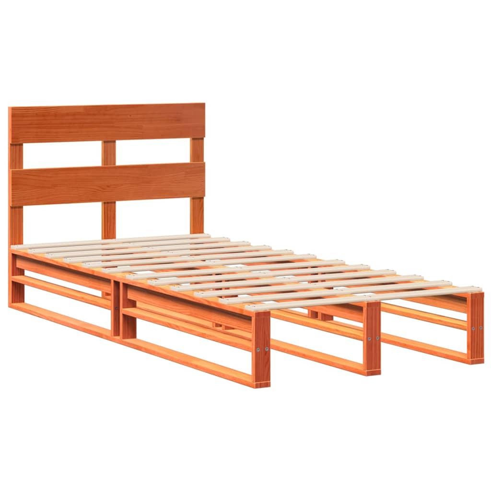 Voir la diapositive 3 : VIDAXL Cadre de lit sans matelas cire marron 90x200 cm bois pin massif