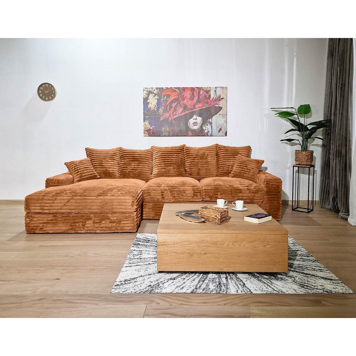 LISA DESIGN Andy - canapé d'angle gauche 5 places en fausse fourrure côtelée