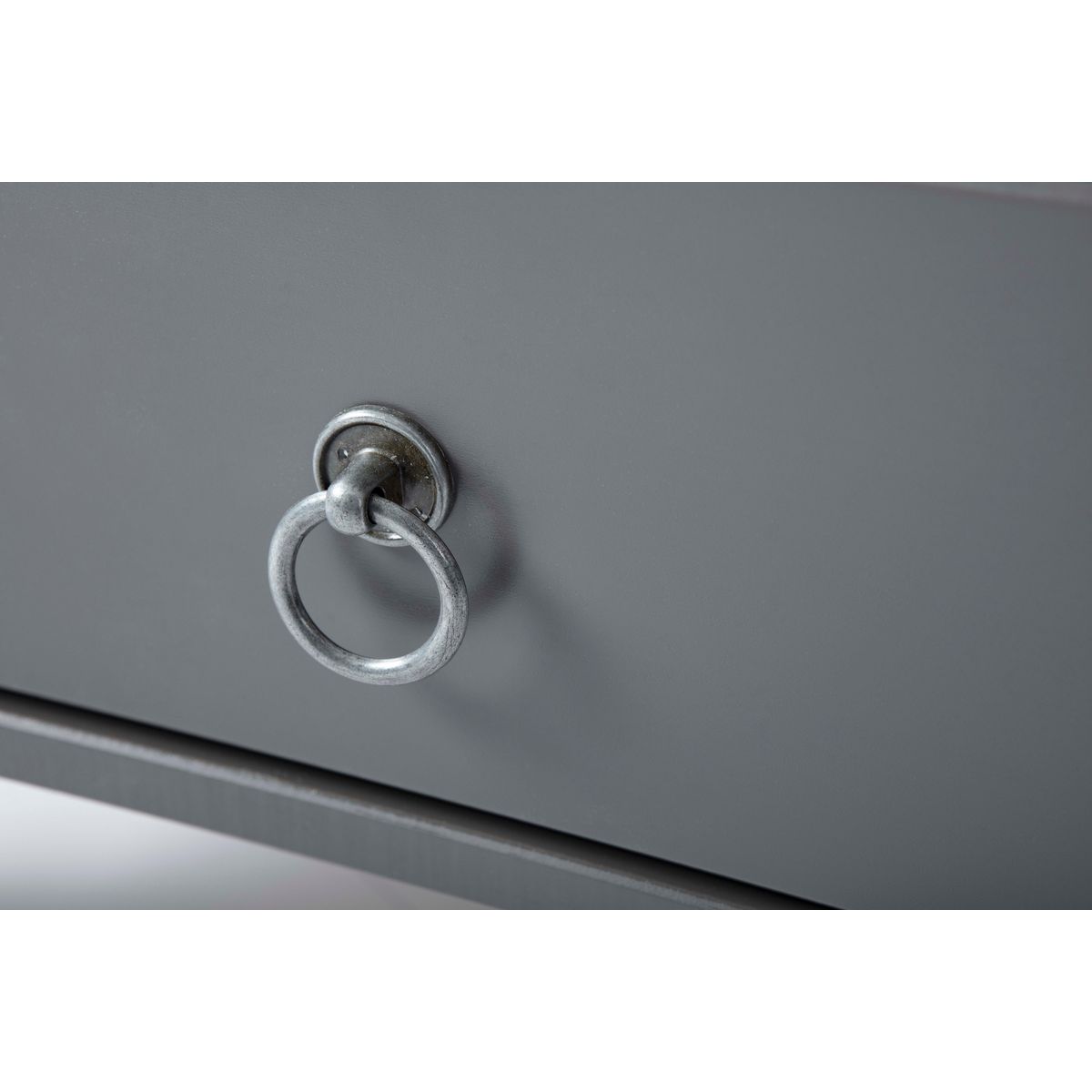 Table basse rectangulaire en bois massif 2 tiroirs plateau verre L115cm CASSIS