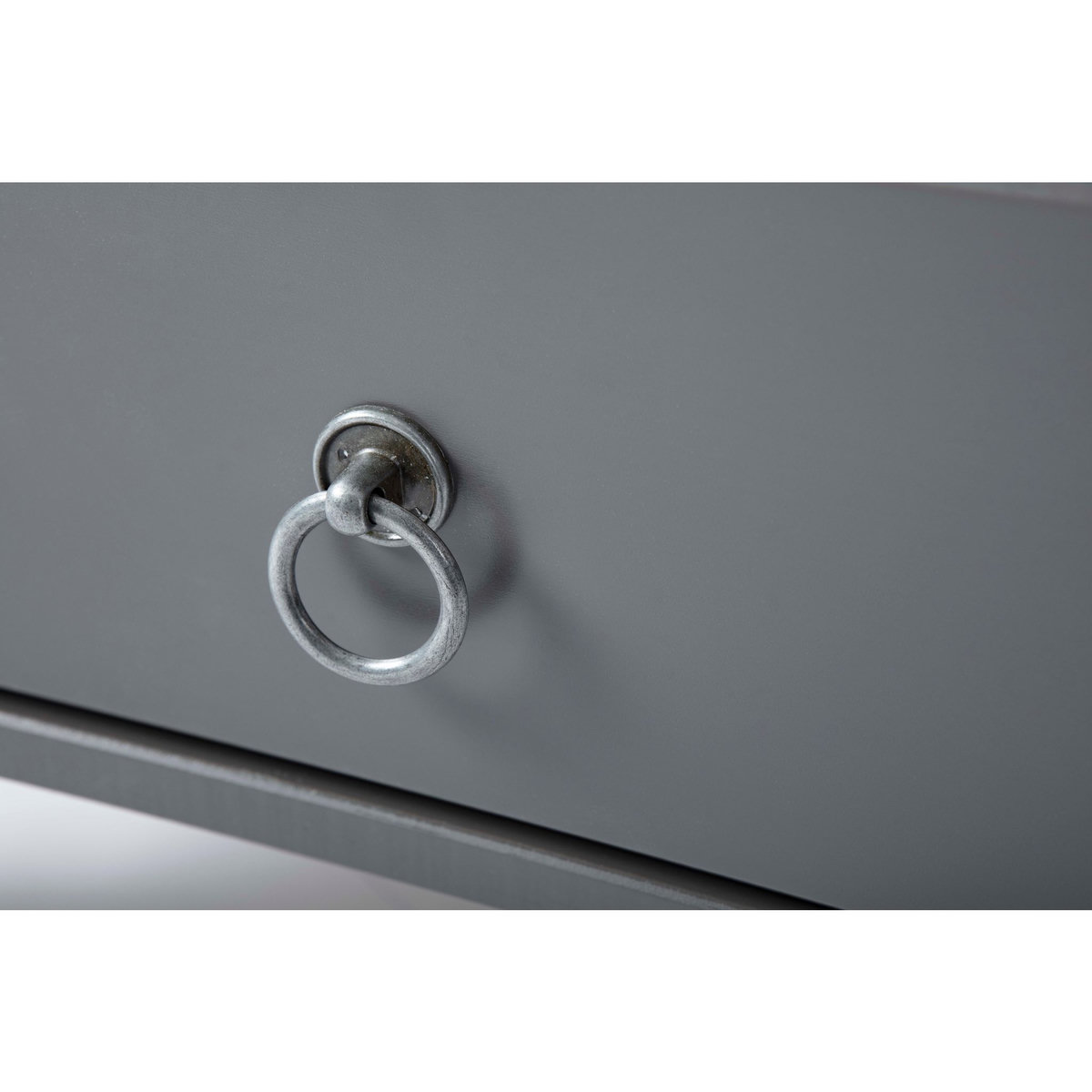 Table basse rectangulaire en bois massif 2 tiroirs plateau verre L115cm CASSIS