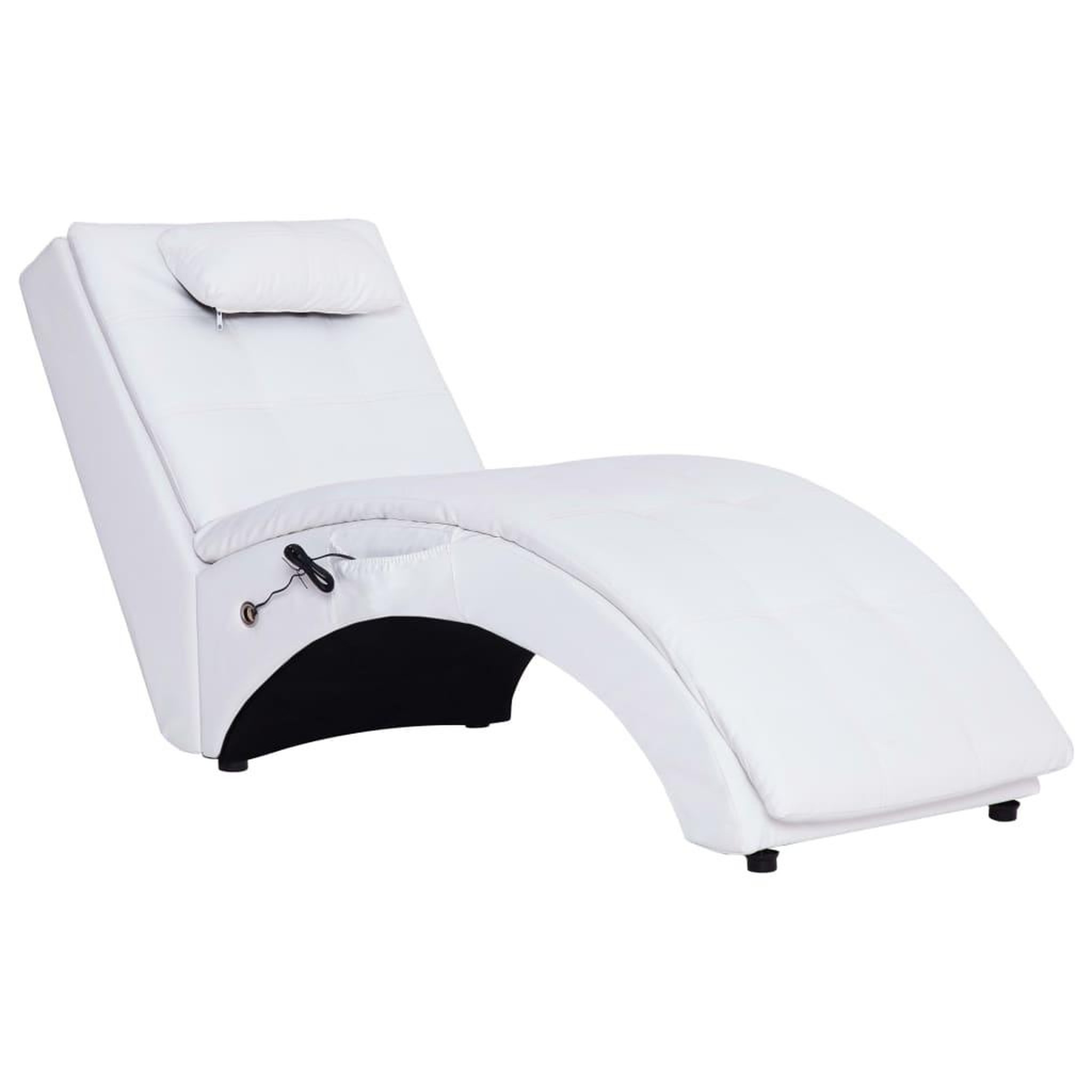 Voir la diapositive 2 : VIDAXL Chaise longue de massage avec oreiller Blanc Similicuir