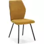 HOMIFAB Lot de 4 chaises en tissu jaune moutarde et simili cuir - Garance