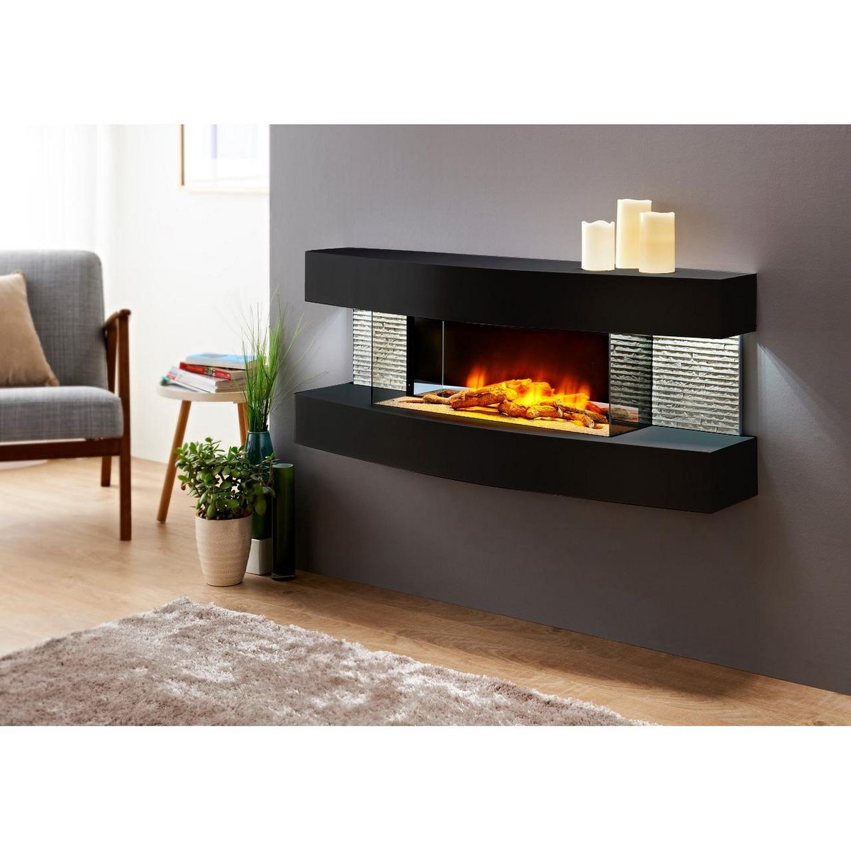 Chemin'arte Cheminée électrique design 2000w noir - lounge noire