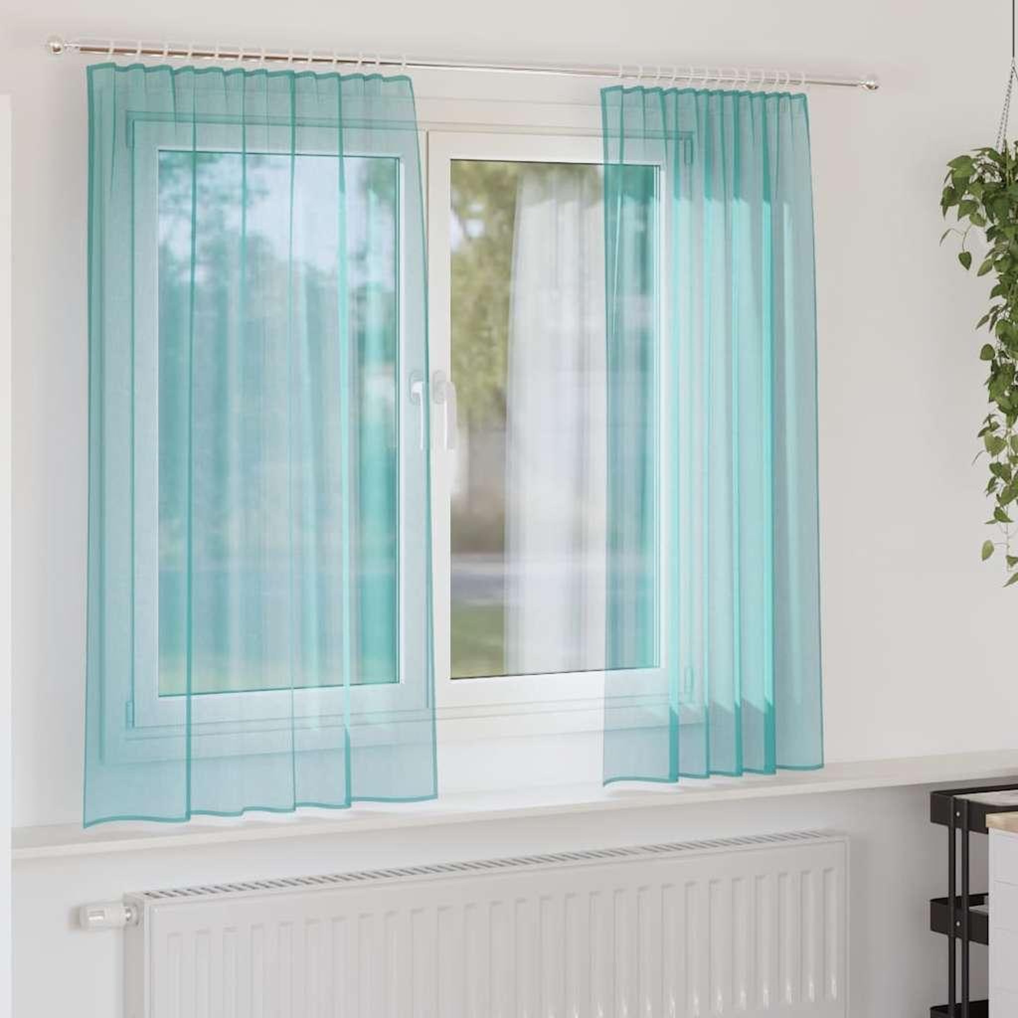 VIDAXL Rideaux en voile avec boucles 2 pcs turquoise 140x140 cm