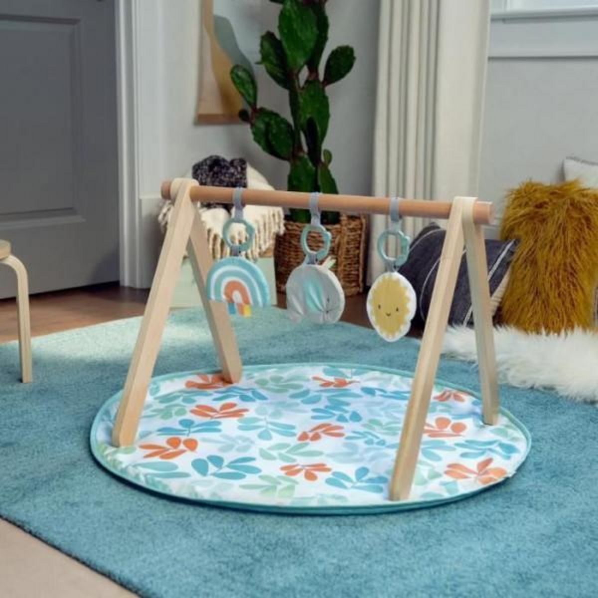 MARKET24 INGENUITY Tapis d'éveil Sun Valley, arche de jeu en bois - 3 jouets amovibles - pliable