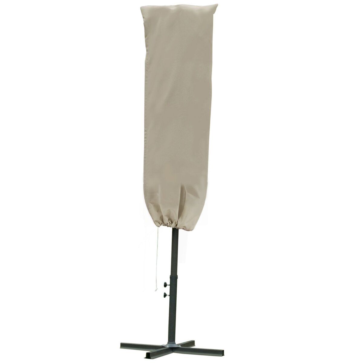 OUTSUNNY Housse de protection imperméable pour parasol droit avec fermeture éclair et cordon de serrage polyester oxford kaki léger