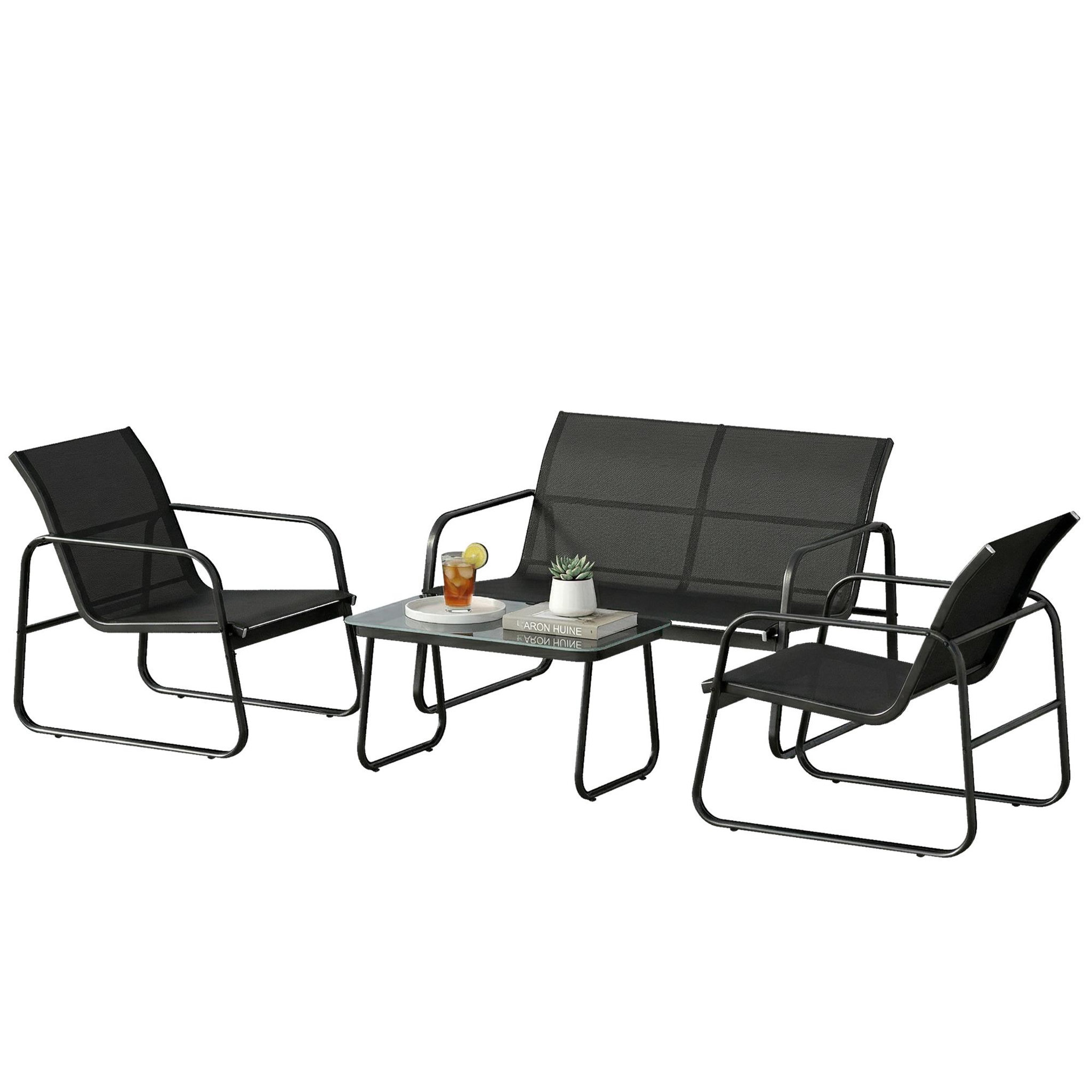 Voir la diapositive 5 : OUTSUNNY Salon de jardin 4 places 4 pièces style yachting