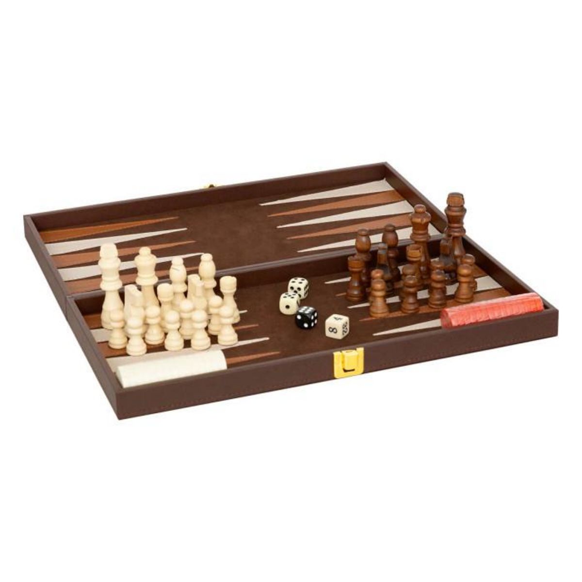 ATMOSPHERA Jeu de Backgammon & d'Échec  Jule  40cm Marron