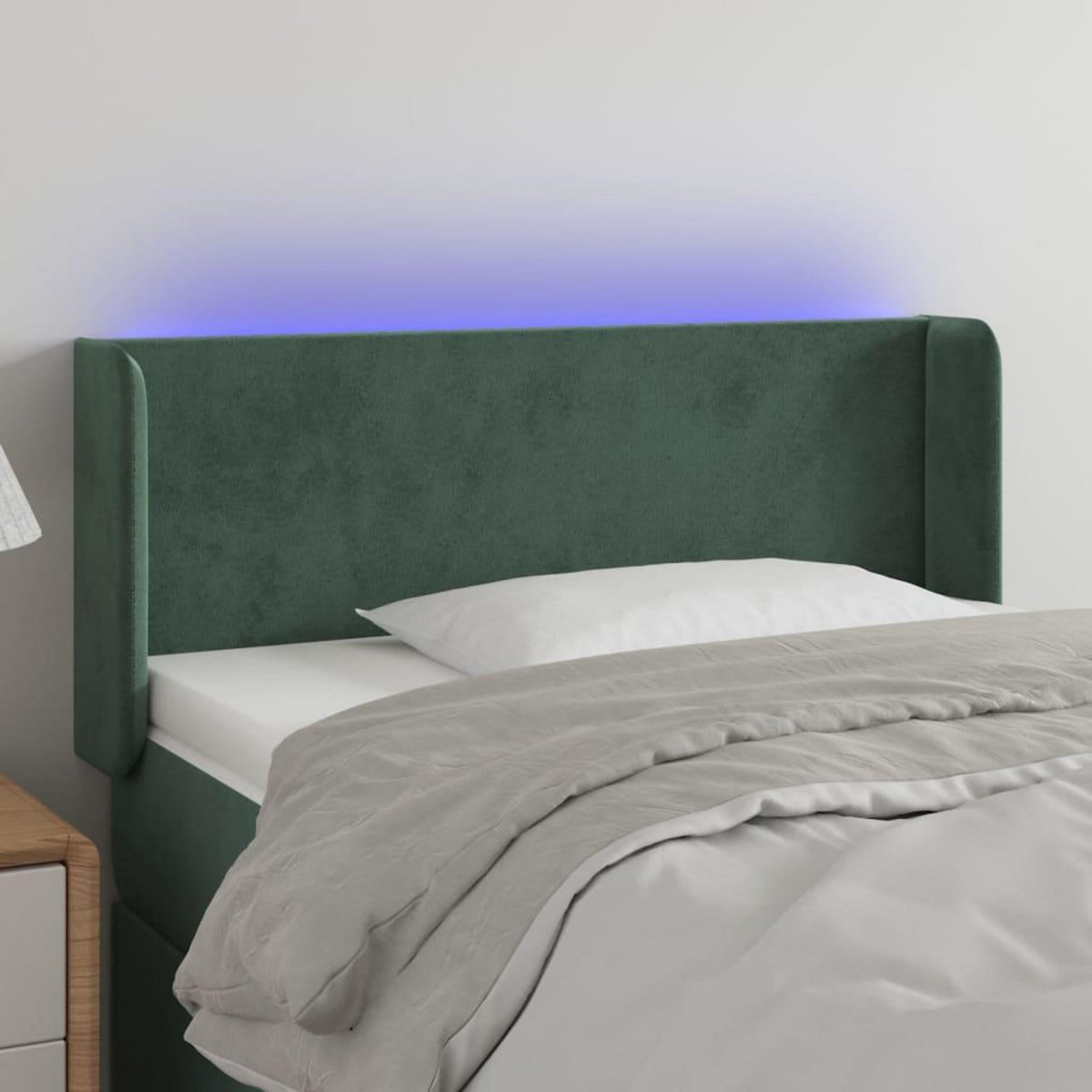 VIDAXL Tete de lit a LED Vert fonce 103x16x78/88 cm Velours