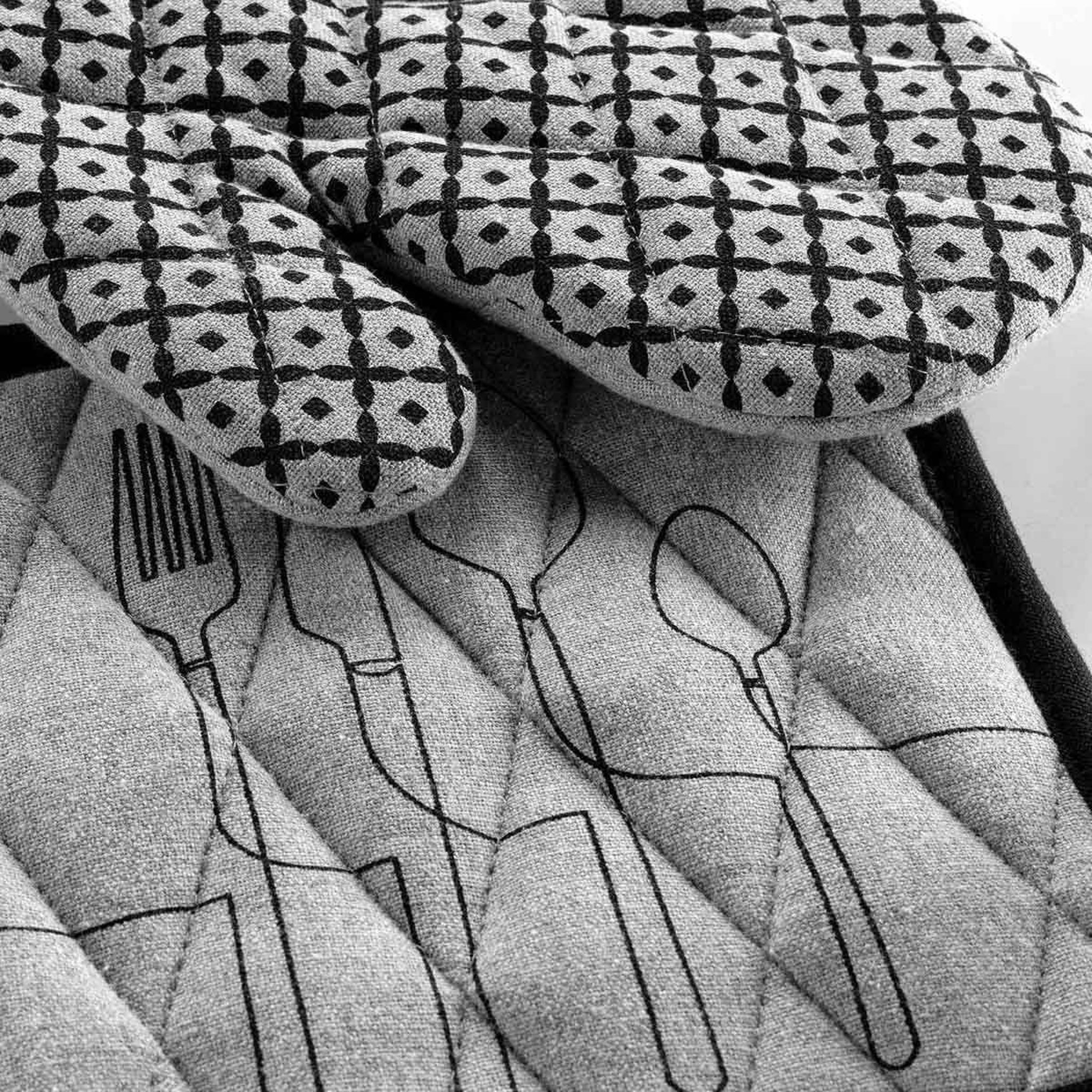 Voir la diapositive 2 : Douceur d'Intérieur Gant & manique coton  cuisiline  28cm gris chiné