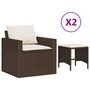 Voir la diapositive 2 : VIDAXL Salon de jardin 4 pcs avec coussins marron resine tressee