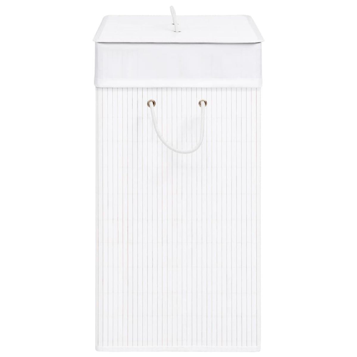 VIDAXL Panier a linge avec 2 sections bambou blanc 100 L