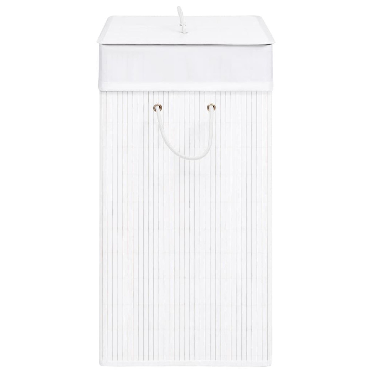 VIDAXL Panier a linge avec 2 sections bambou blanc 100 L