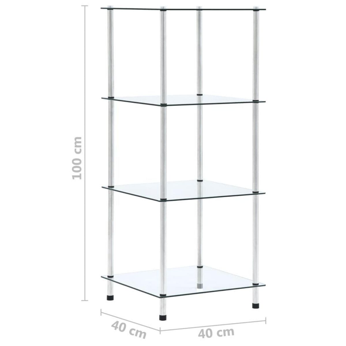VIDAXL Etagere 4 niveaux Transparent 40x40x100 cm Verre trempe