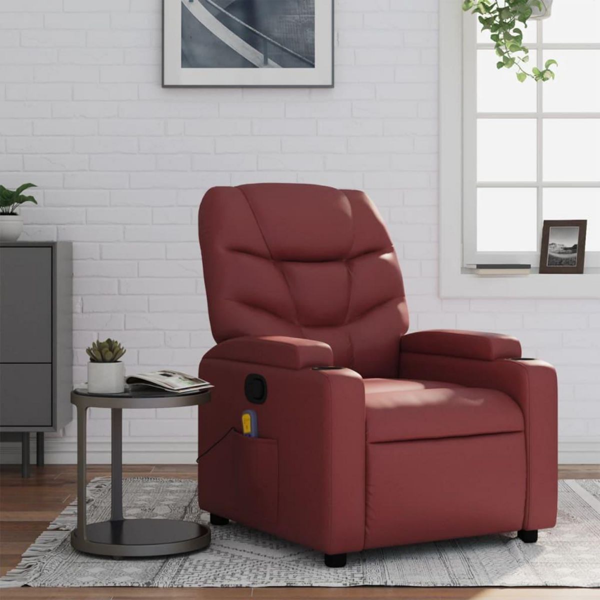VIDAXL Fauteuil de massage inclinable Rouge bordeaux Similicuir