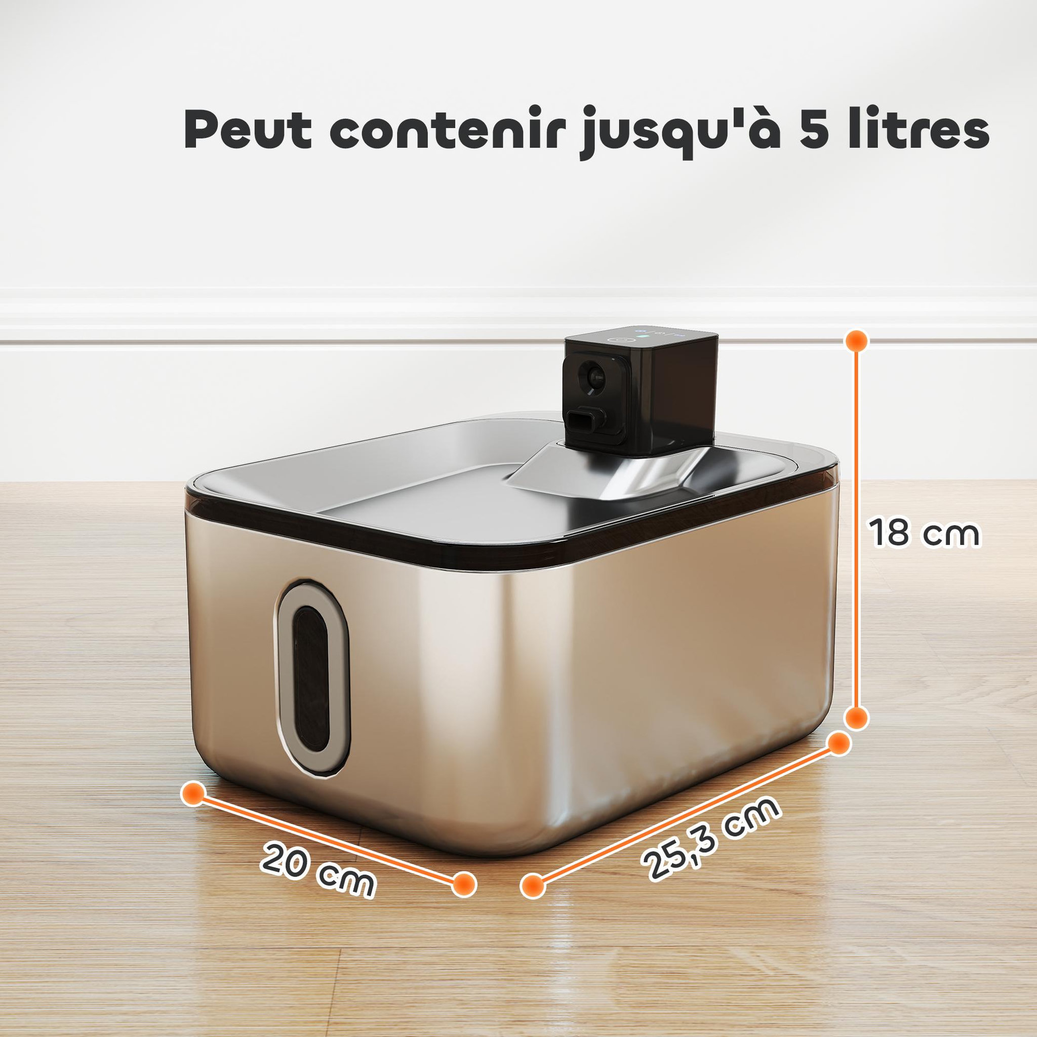 Voir la diapositive 3 : PAWHUT Fontaine à eau pour chat 5L filtration 3 étapes charge USB câble + nombreux accessoires inclus acier inox