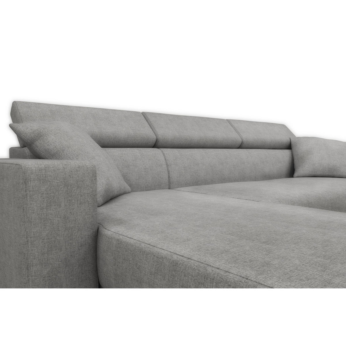 Canapé d'angle convertible réversible 5 places avec niche de rangement fixe à droite tissu STYL 