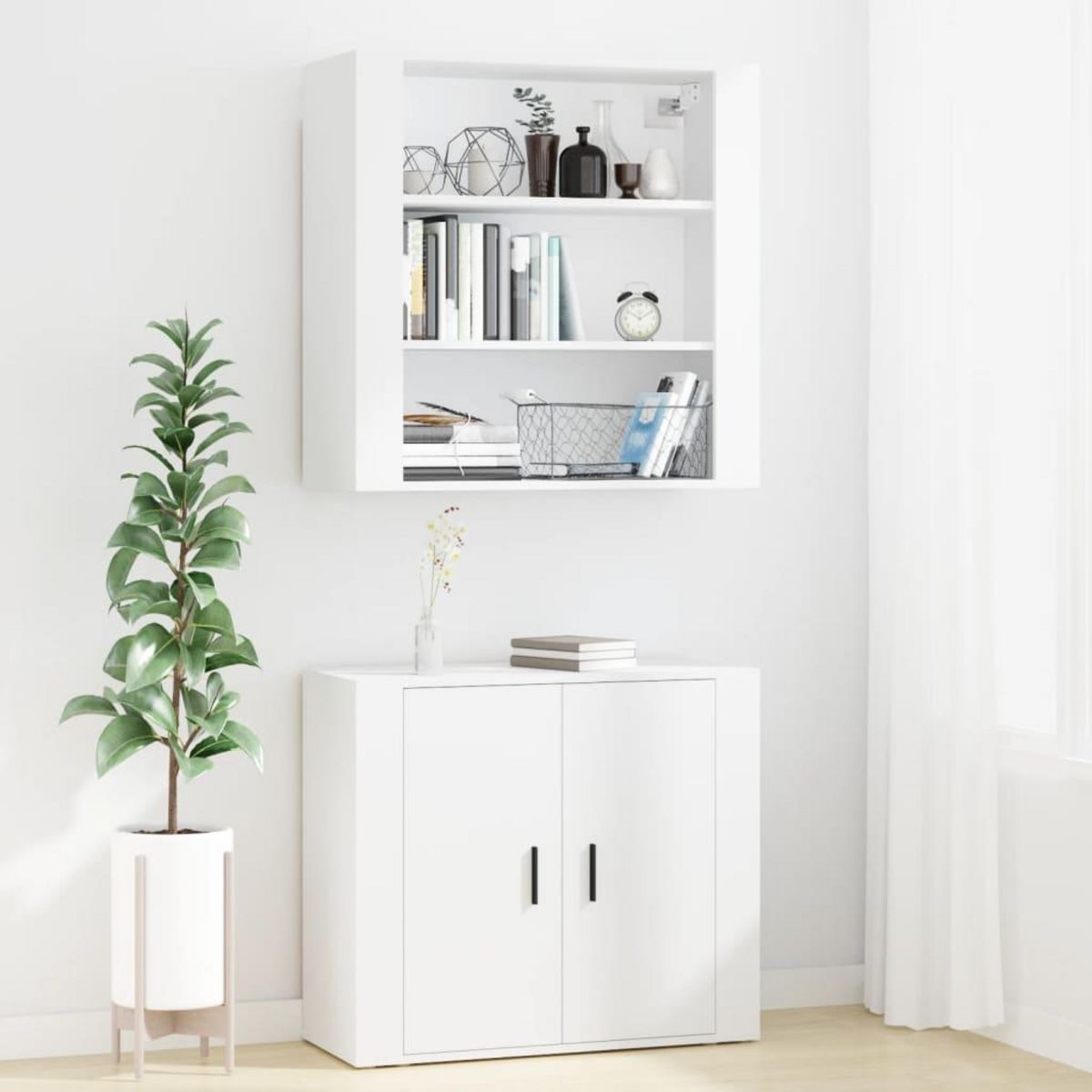 VIDAXL Buffet haut Blanc Bois d'ingenierie