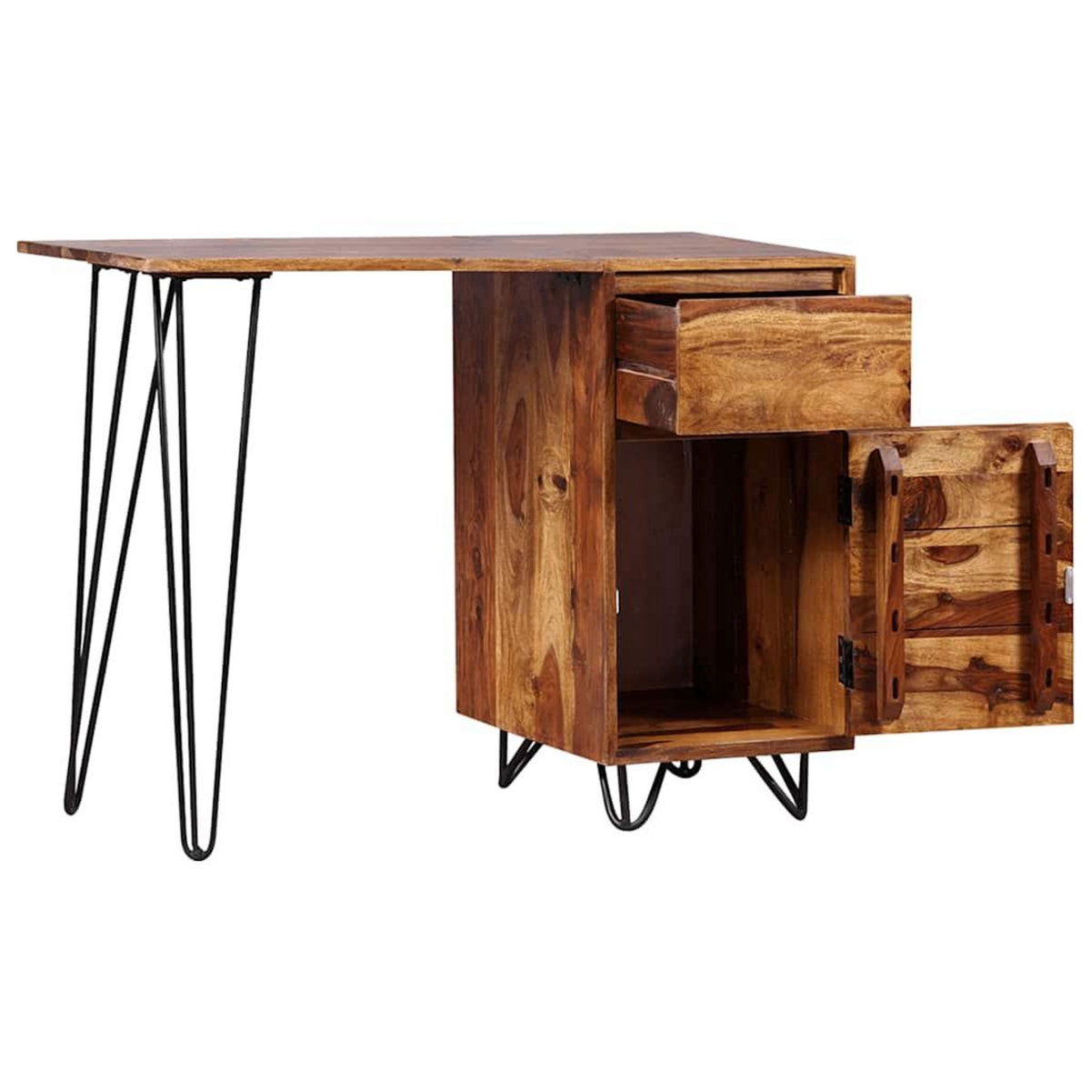 VIDAXL Bureau avec 1 tiroir et 1 armoire Bois massif