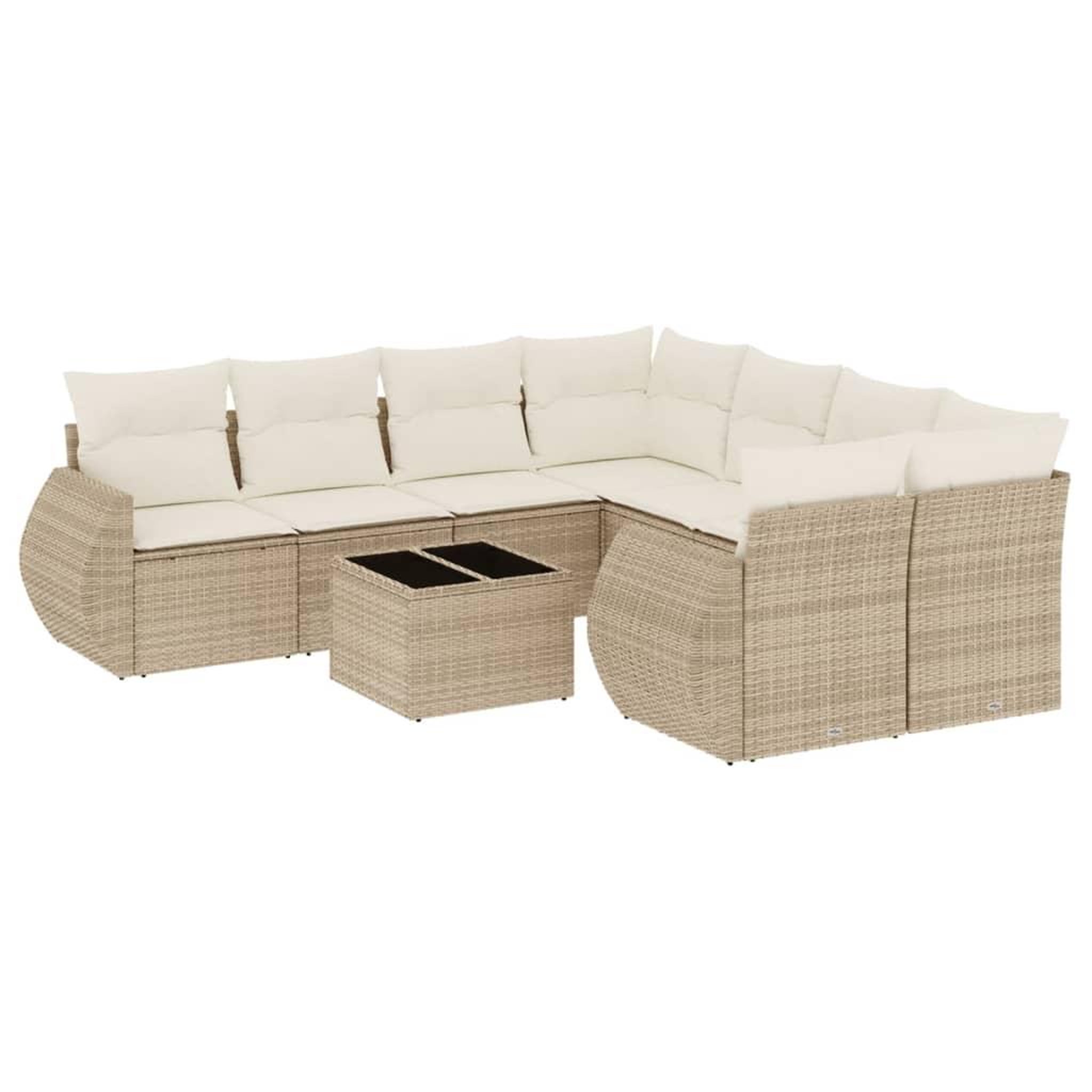 Voir la diapositive 2 : VIDAXL Salon de jardin avec coussins 9 pcs beige resine tressee