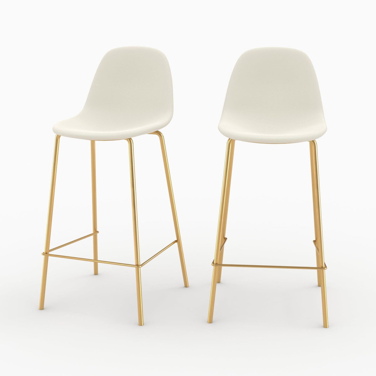 Rendez vous déco Lot de 2 chaises pour îlot central 65 cm en cuir synthétique blanc - Henrik