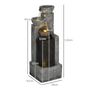 Voir la diapositive 3 : OUTSUNNY Fontaine de jardin à énergie solaire - fontaine cascade 5 niv. LED pompe incluse - résine gris marron