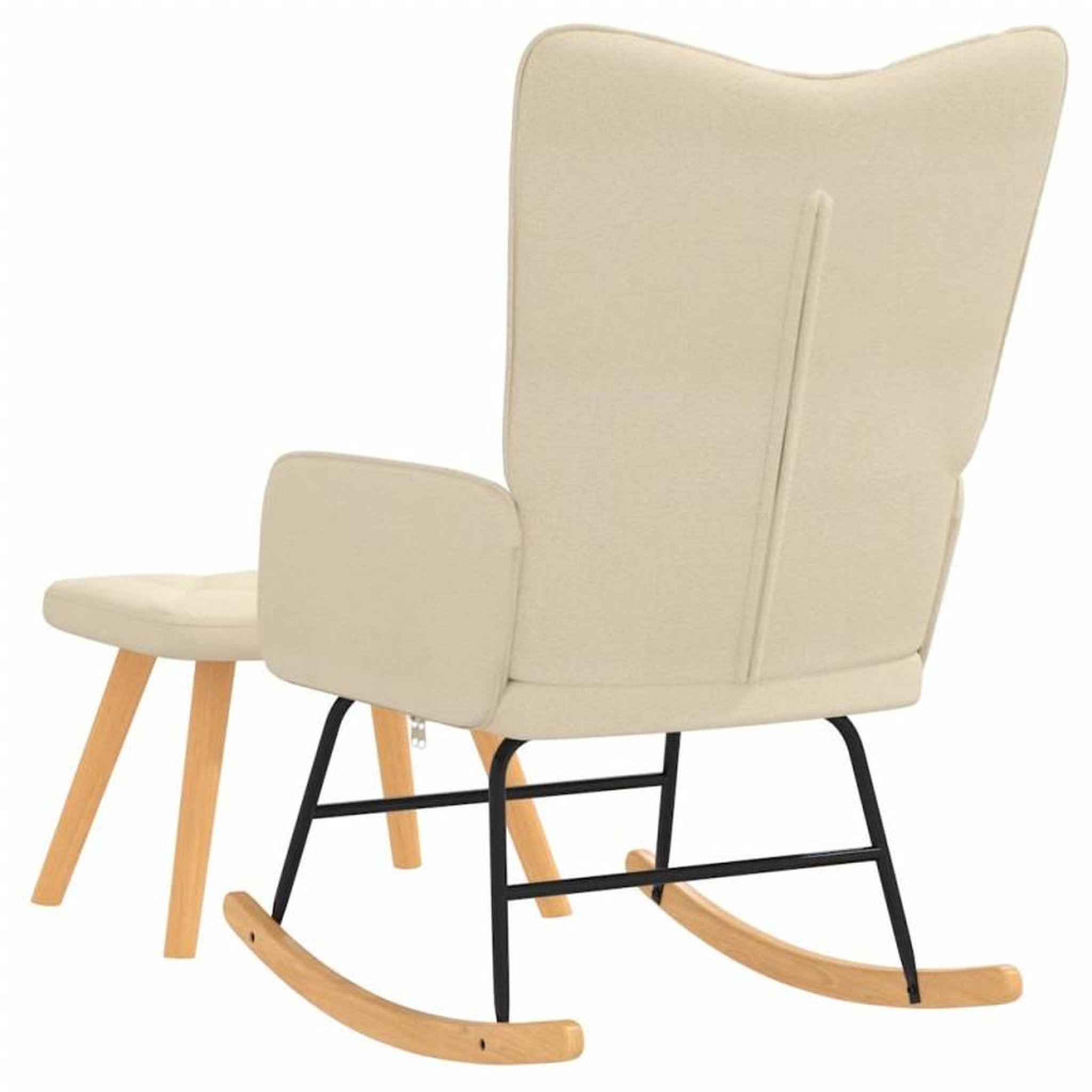 Voir la diapositive 5 : VIDAXL Chaise à bascule avec repose pied Crème Tissu