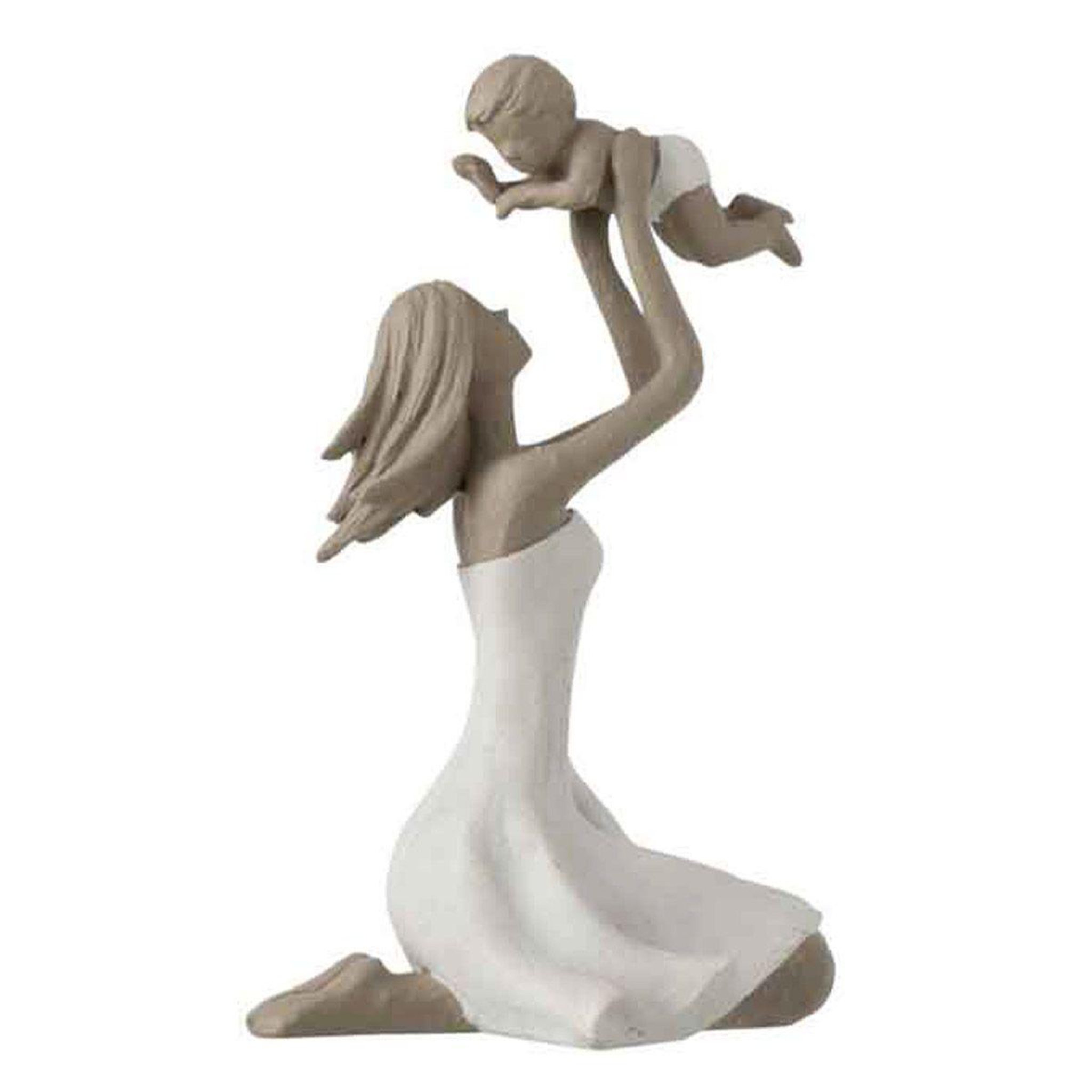 J-LINE Statuette Déco  Maman avec Enfant  18cm Blanc