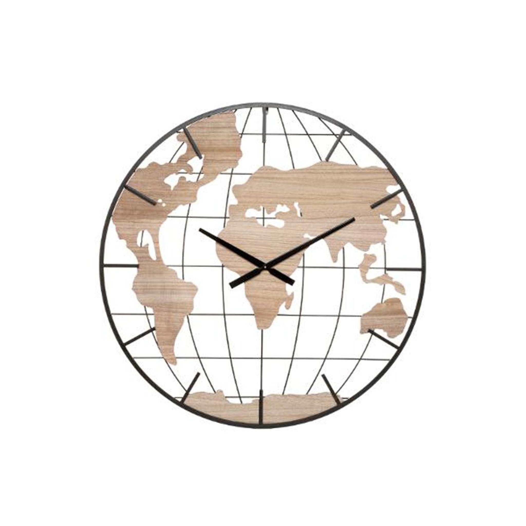 Voir la diapositive 1 : ATMOSPHERA Horloge murale design  monde  90cm naturel