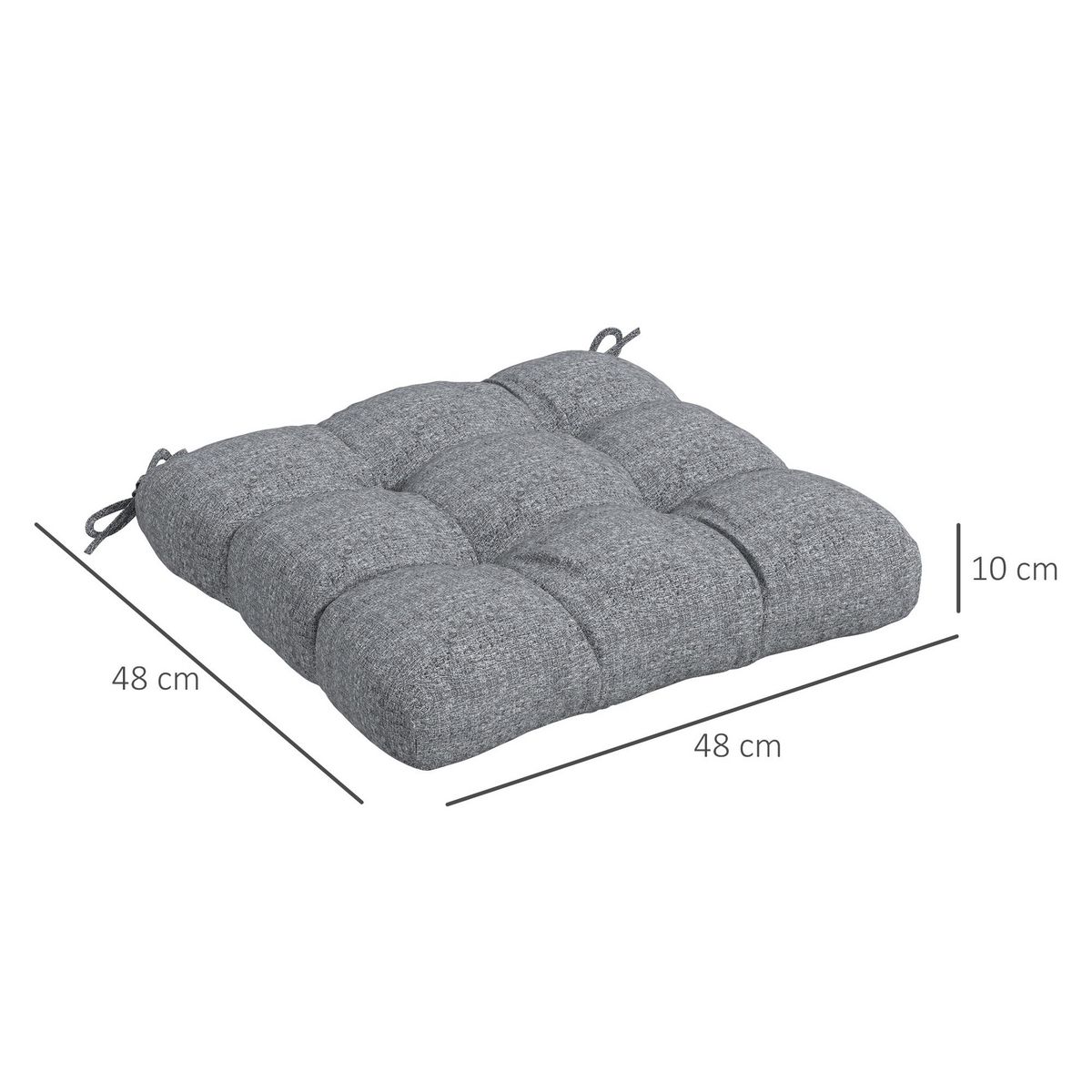 OUTSUNNY Lot de 4 coussins de chaise de jardin avec attaches gris