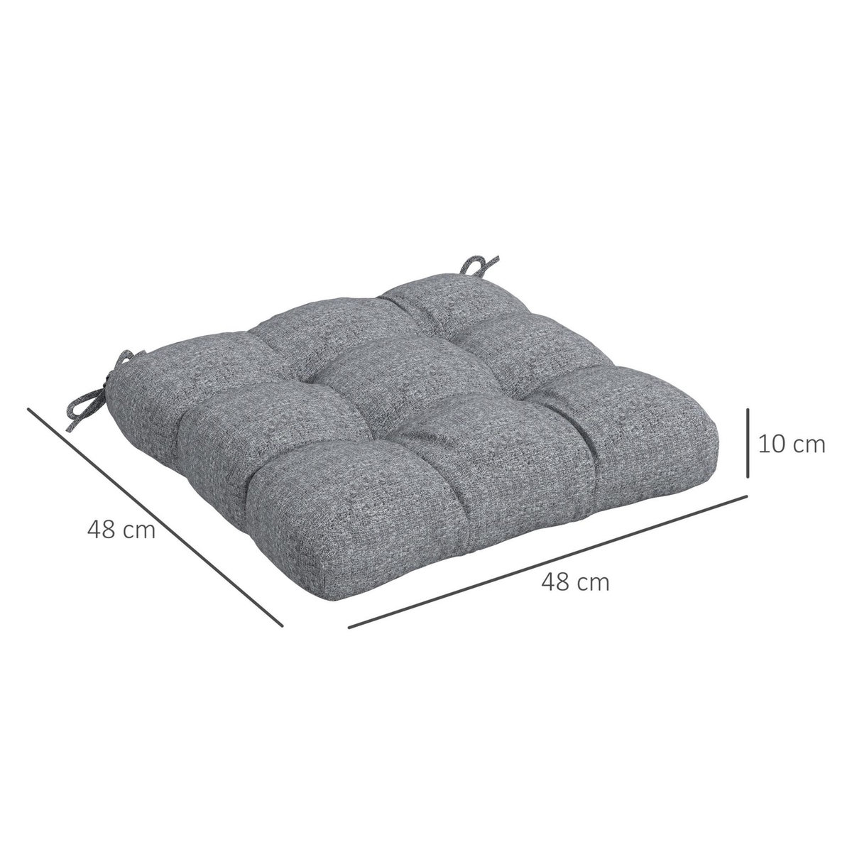 OUTSUNNY Lot de 4 coussins de chaise de jardin avec attaches gris