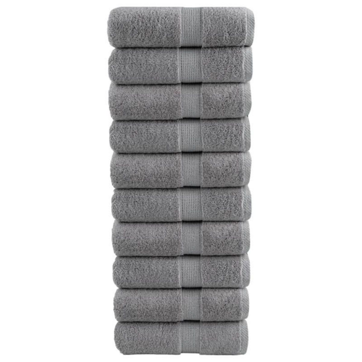VIDAXL Serviettes de visage de qualité supérieure SOLUND 10 pcs gris