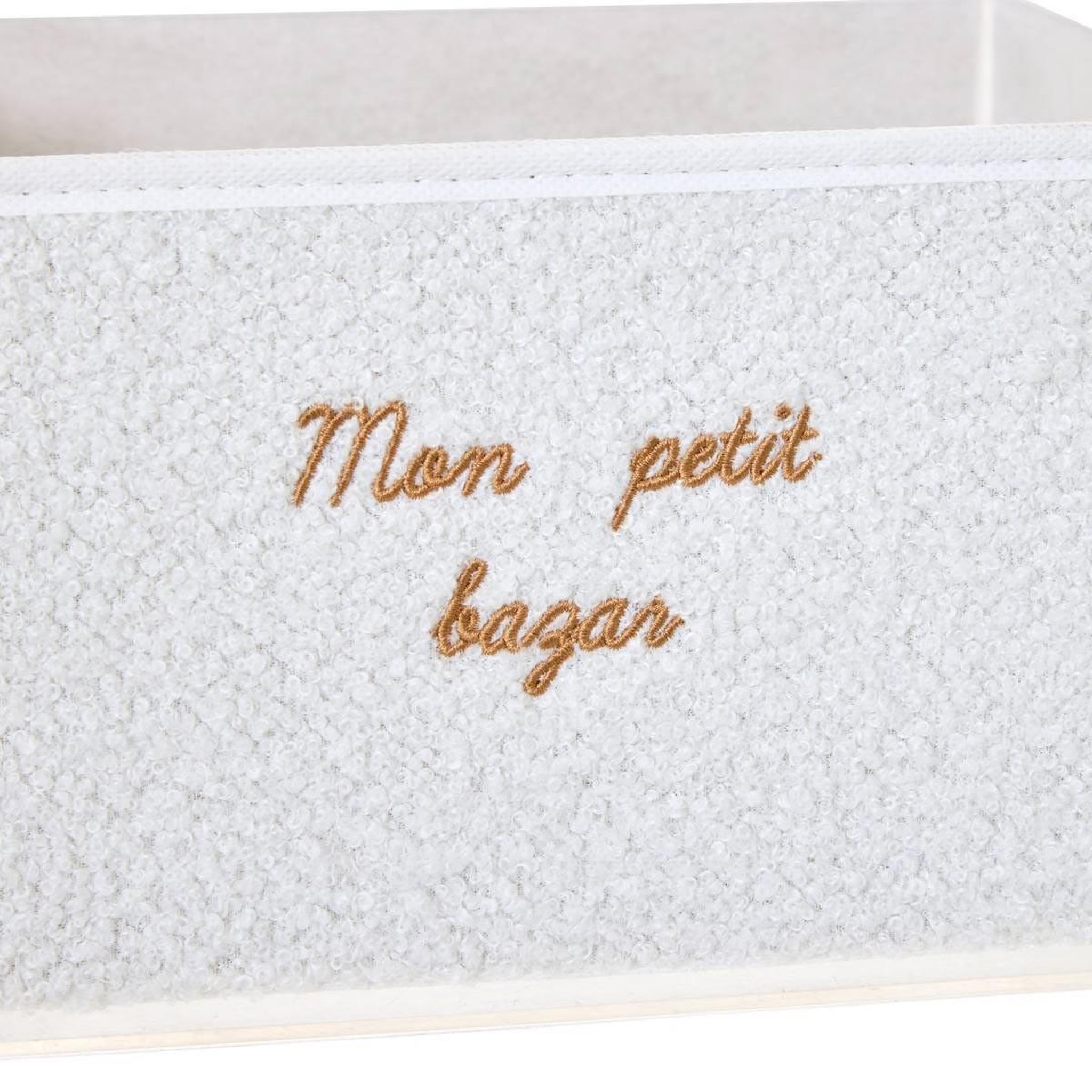 Voir la diapositive 2 : Atmosphera Kids Boîte de rangement enfant  mon petit bazar  29x29cm blanc