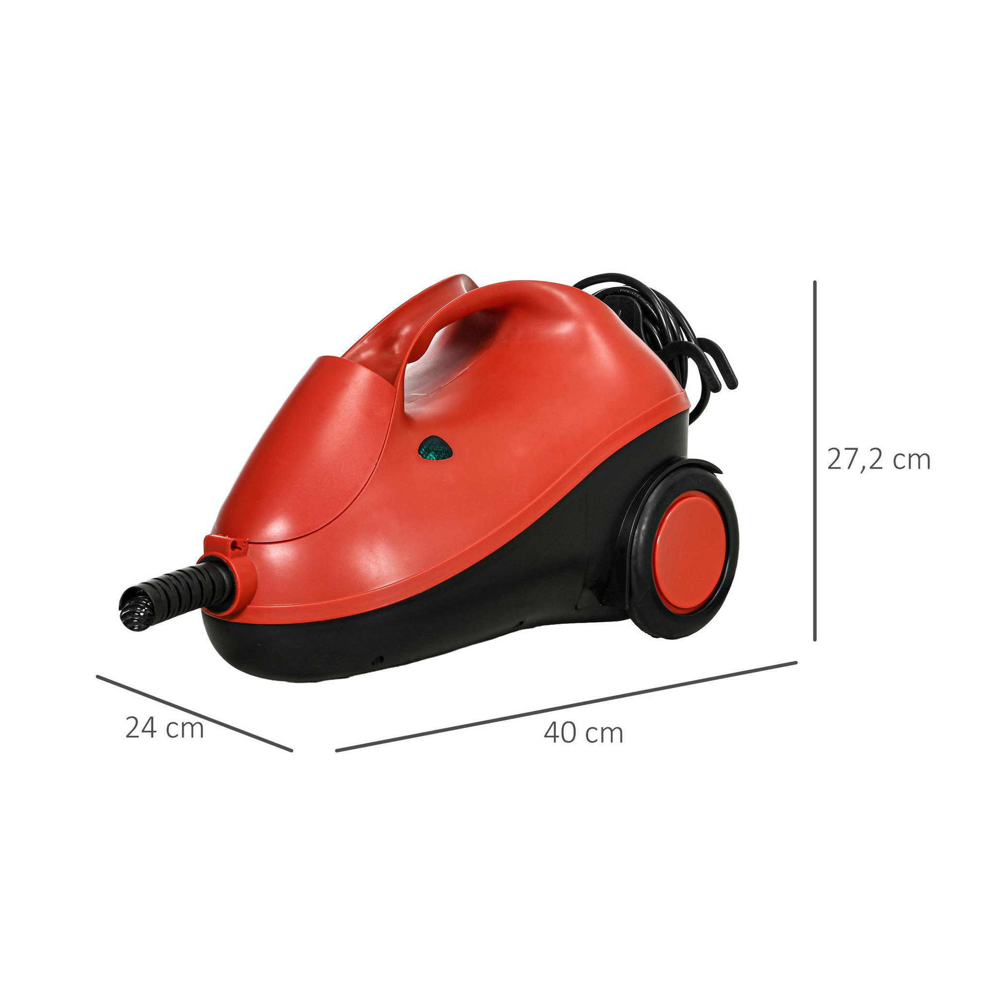 Voir la diapositive 3 : HOMCOM Nettoyeur vapeur multifonction - balai vapeur - balai nettoyeur vapeur - 2000W, réservoir 2L, pression 4 bars - 16 accessoires - noir rouge