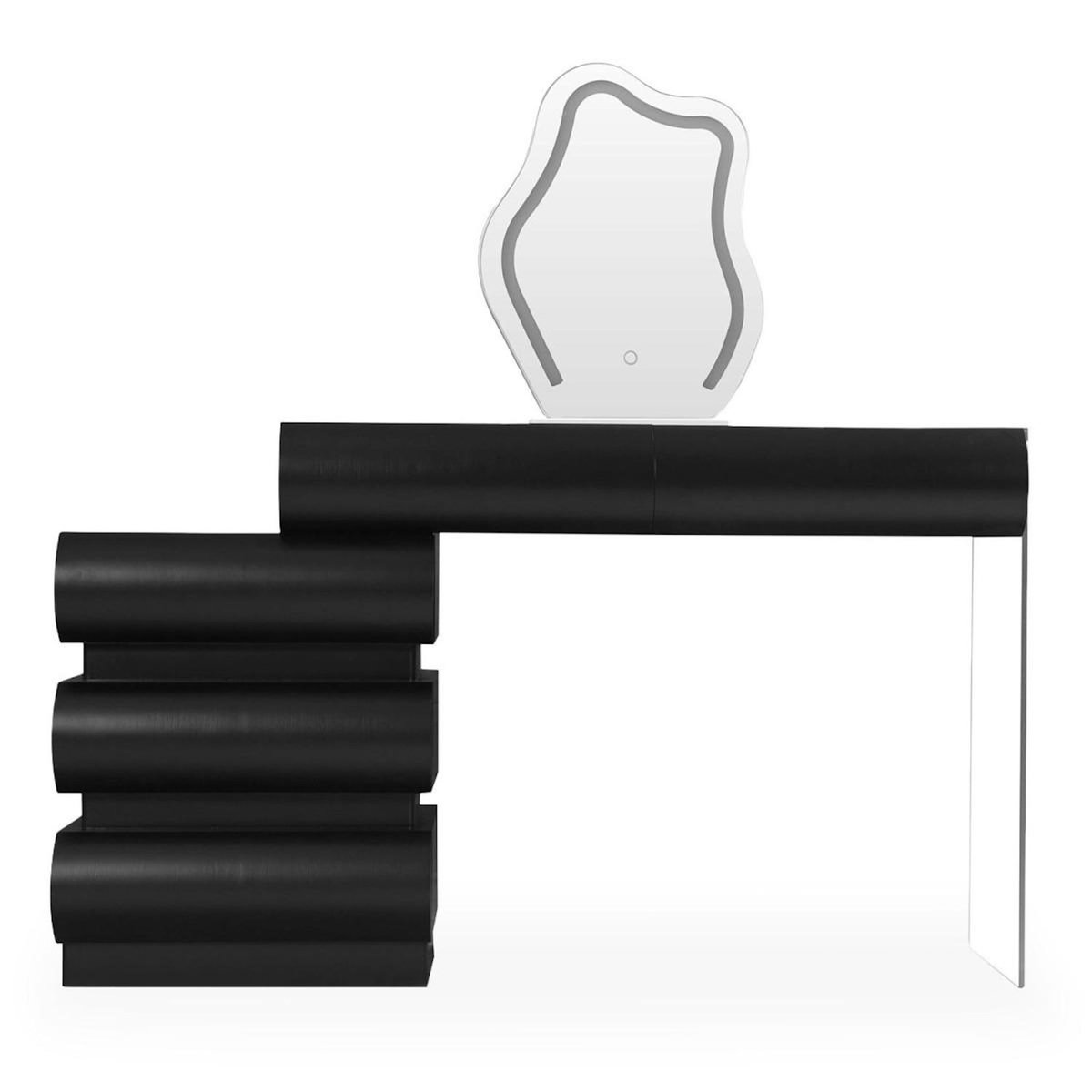 Paris Prix Coiffeuse Extensible 5 Tiroirs  Sherazade  101-140cm Noir