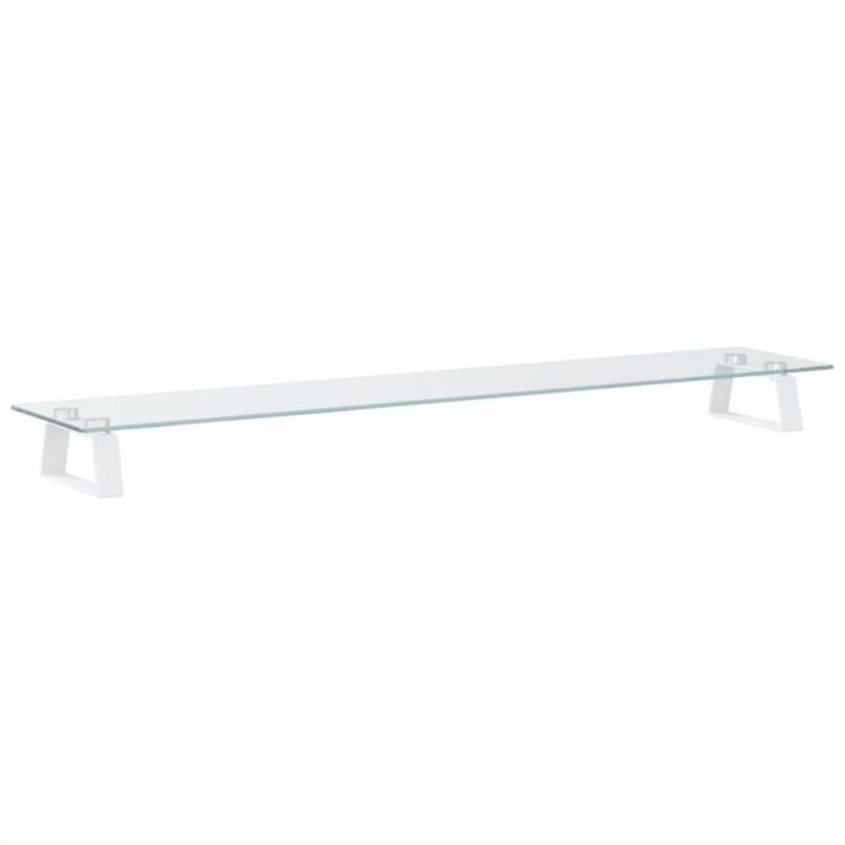 VIDAXL Support de moniteur blanc 100x20x8 cm verre trempé et métal