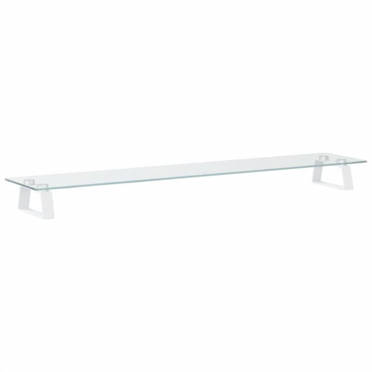 VIDAXL Support de moniteur blanc 100x20x8 cm verre trempé et métal