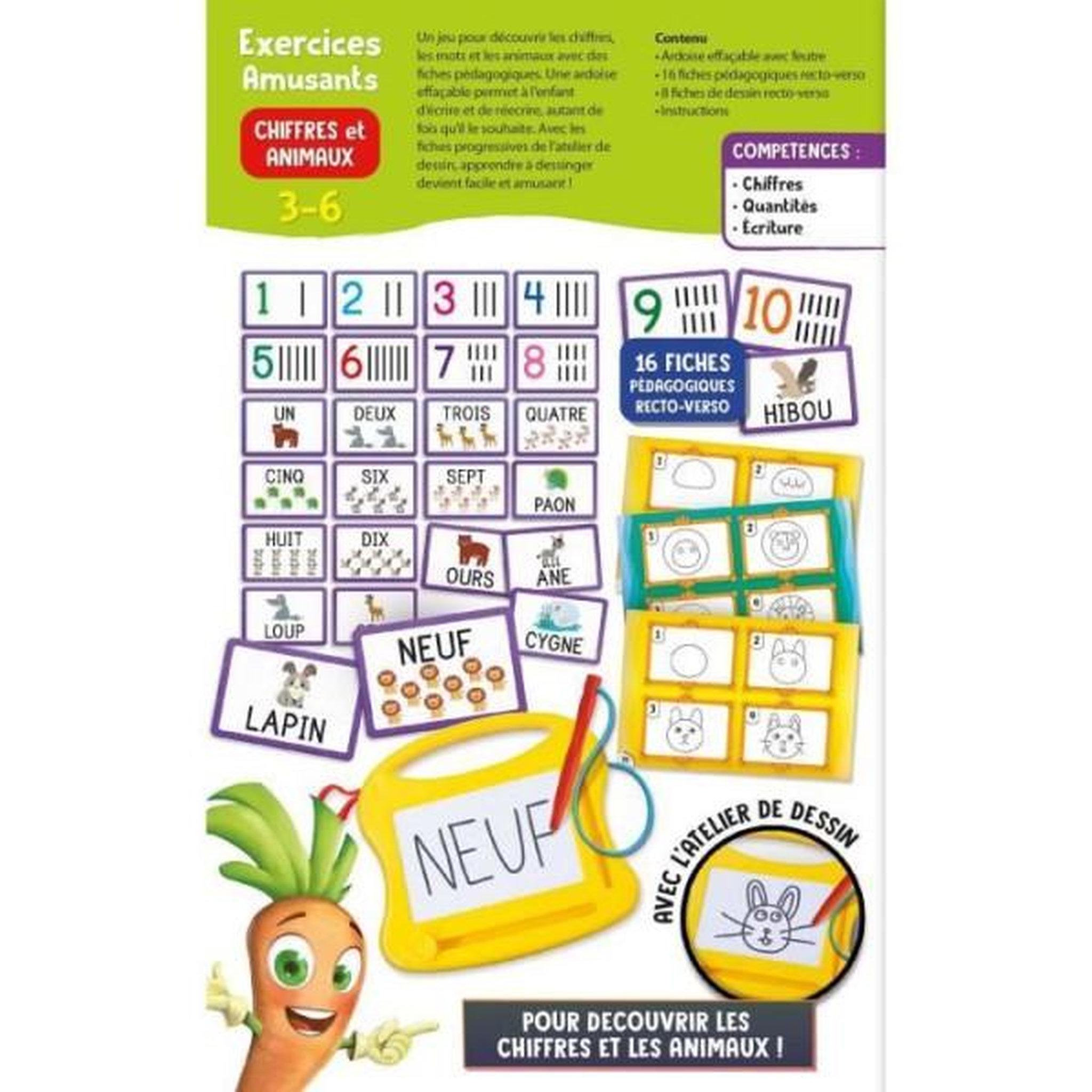 Voir la diapositive 4 : LISCIANI GIOCHI Calculs - Mini ardoise magique - CAROTINA - Apprentissage des chiffres