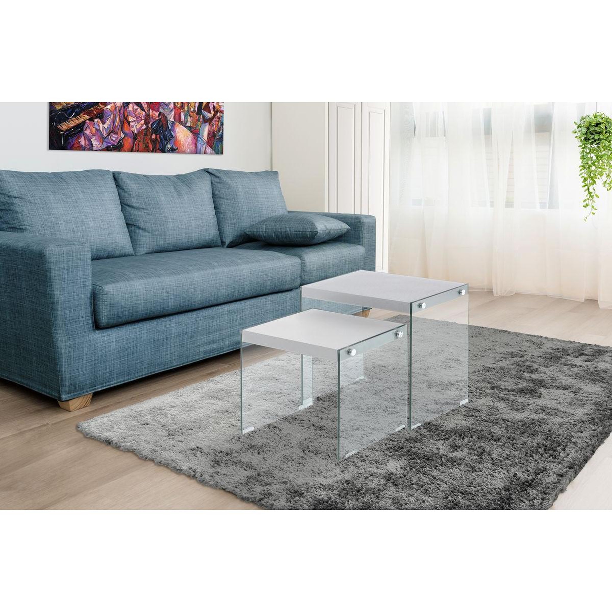 Voir la diapositive 2 : Paris Prix Lot de 2 tables d'appoint  elementary  46cm argent