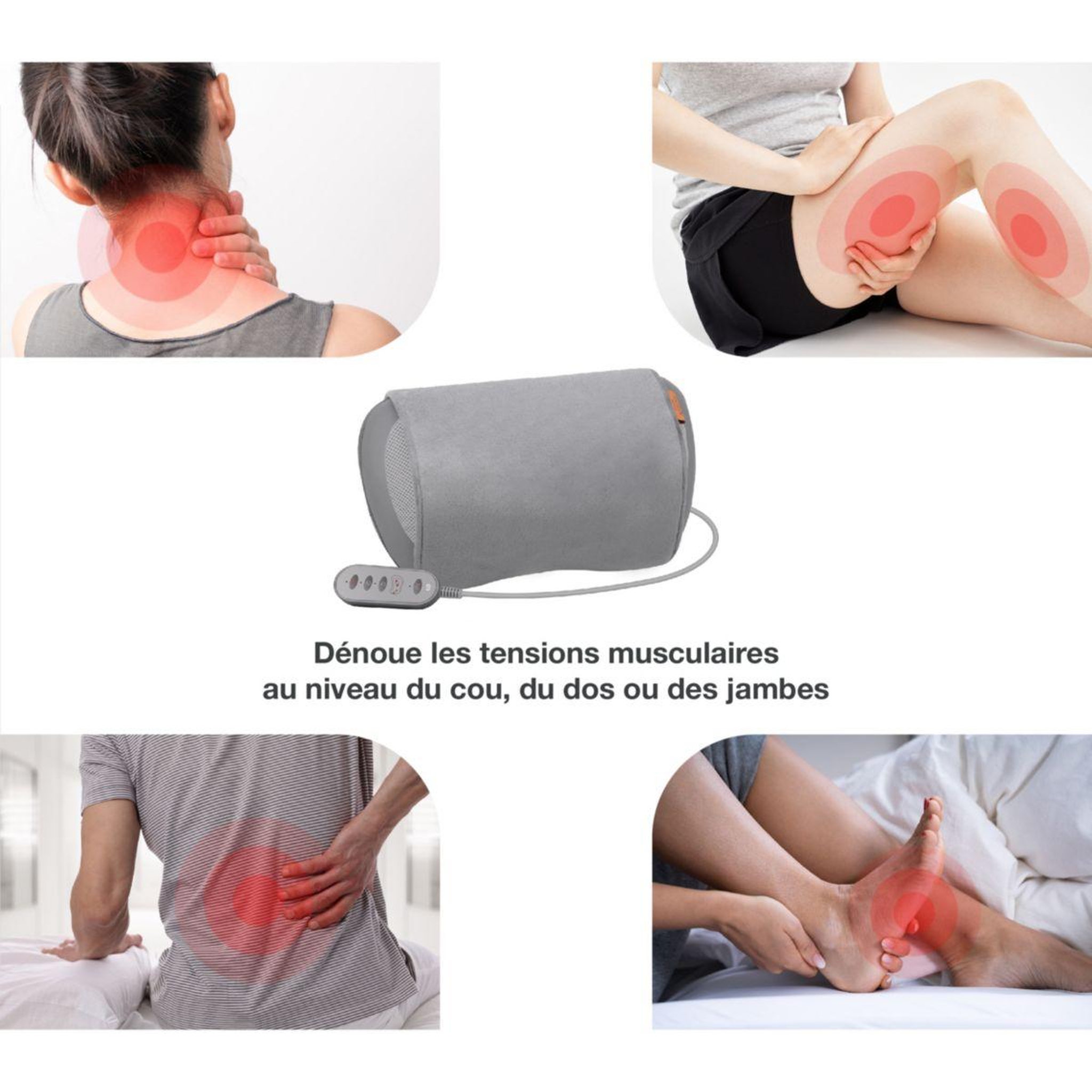 Voir la diapositive 3 : ESSENTIEL B Coussin massant chauffant rechargeable eden