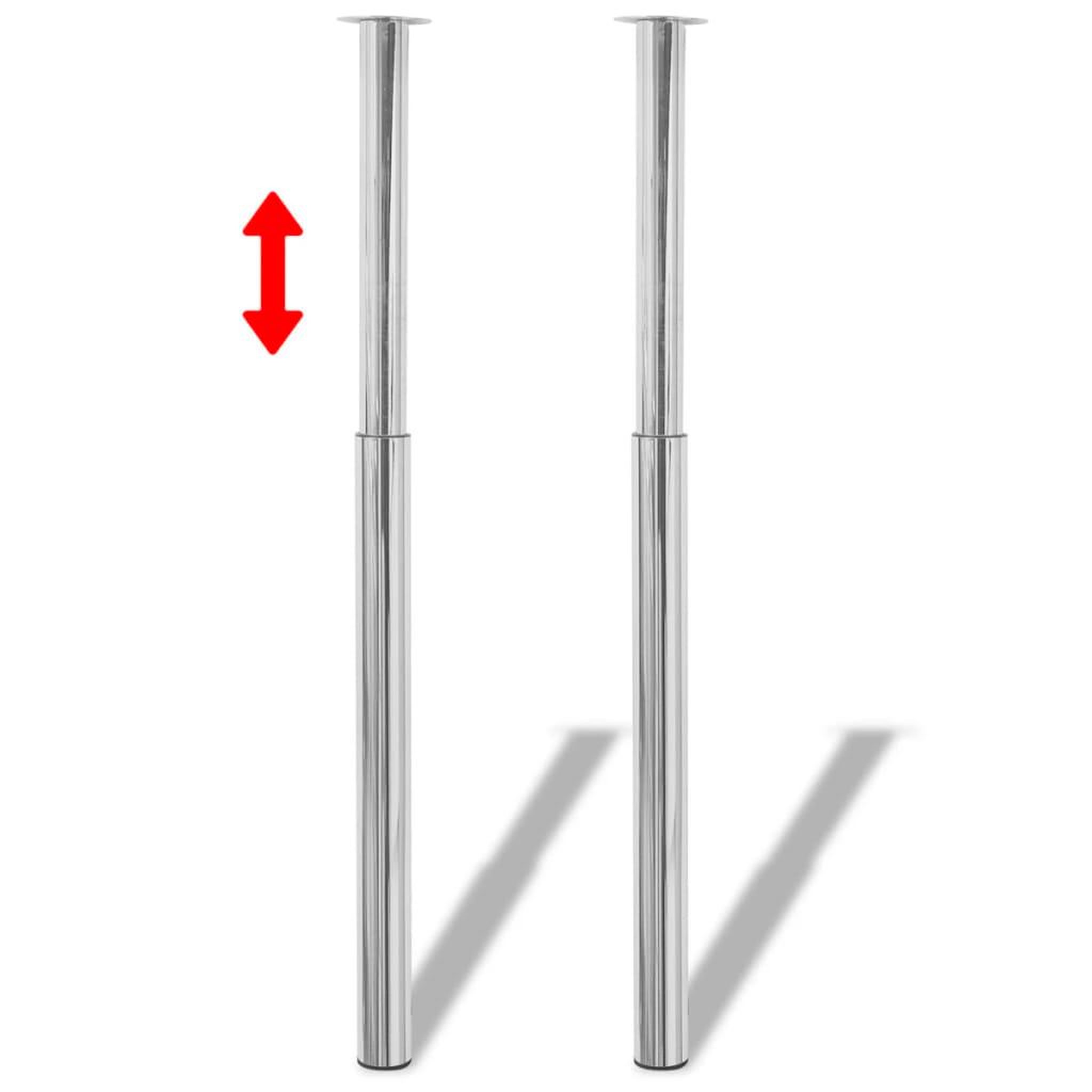 Voir la diapositive 1 : VIDAXL Pieds de table telescopique 2 pcs Chrome 710 mm - 1100 mm